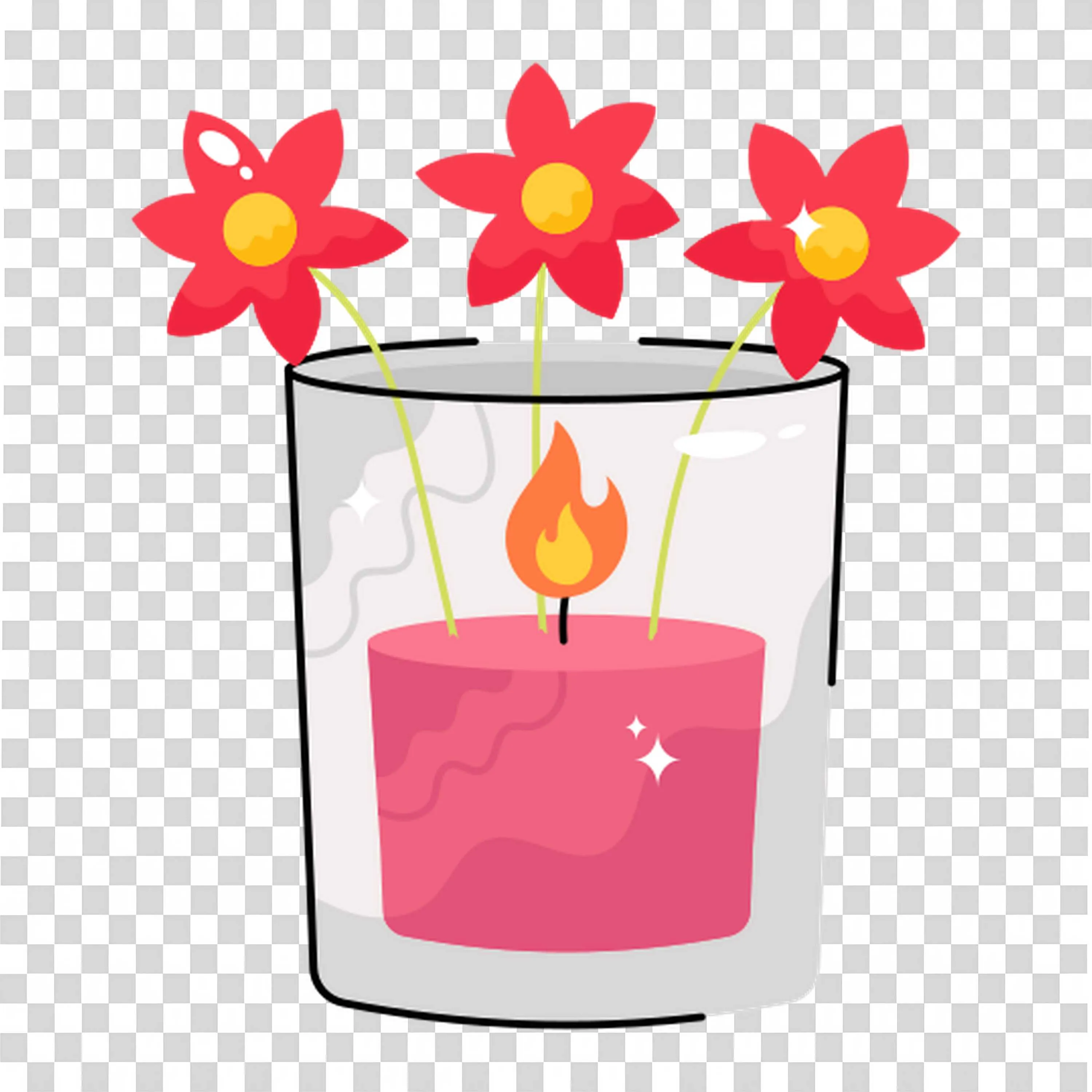 Flowers in Candle Jar Set a Peaceful Tone PNGDownload