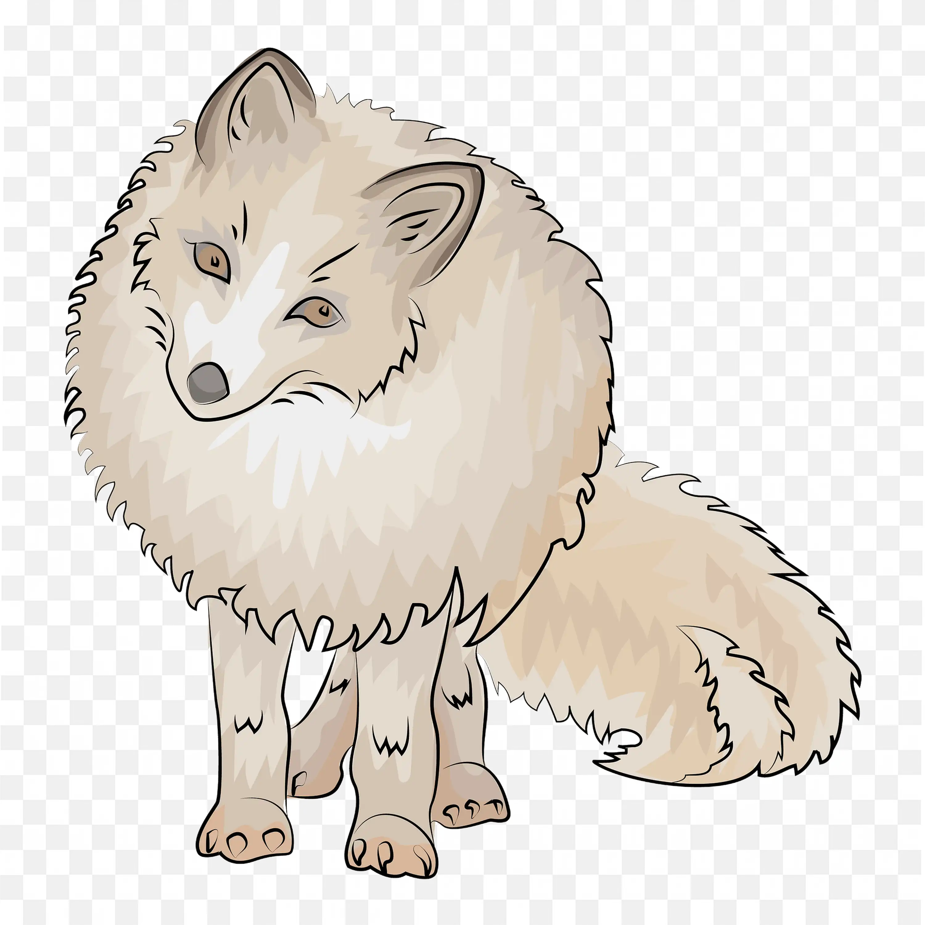 Fluffy Arctic Fox Clip Art Sitting Winter Nature Animal PNG