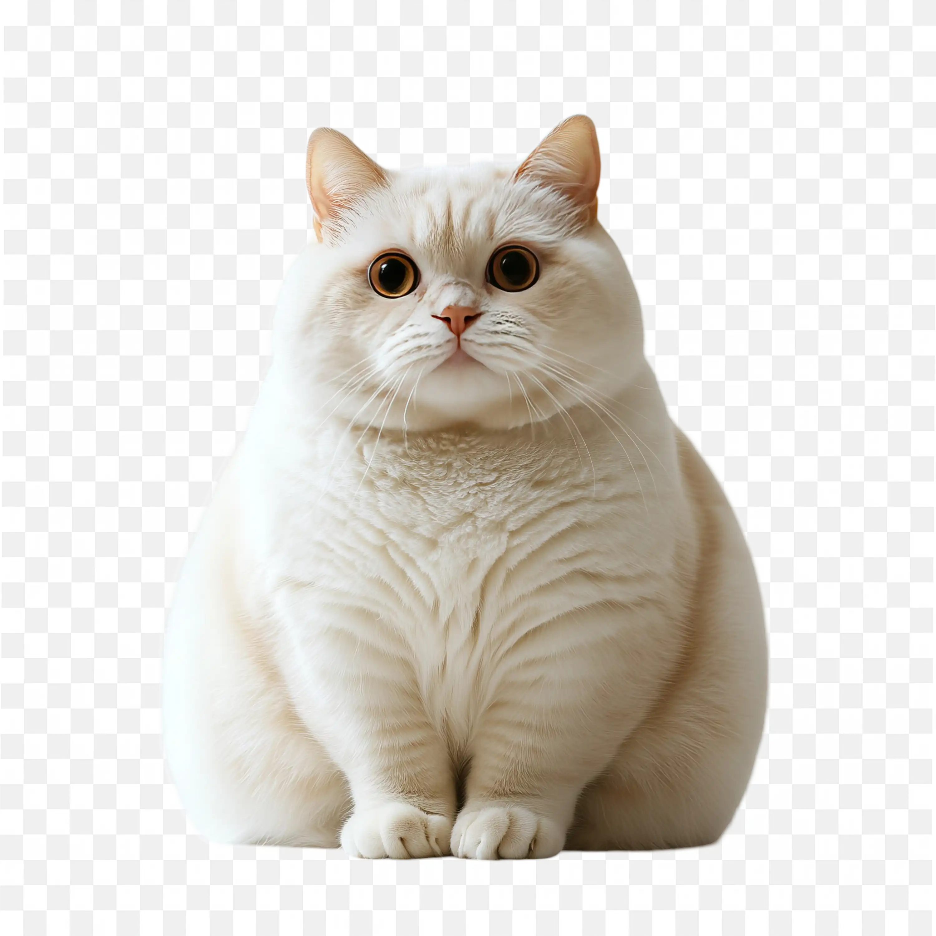 Fluffy White Cat Looking Sideways Calm PNG Artwork