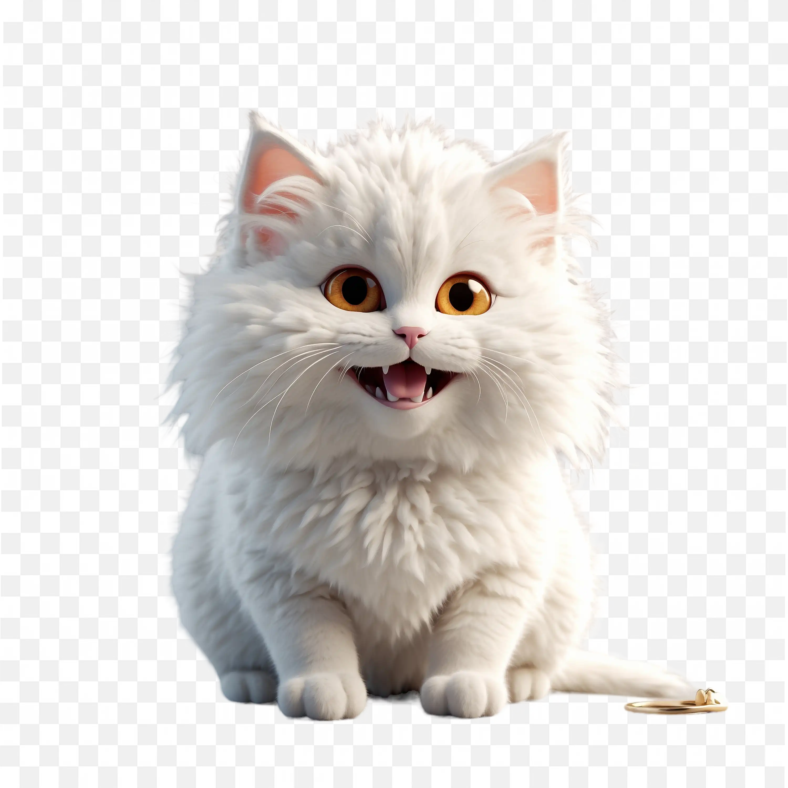 Fluffy White Kitten Sitting and Staring PNG Clipart Download