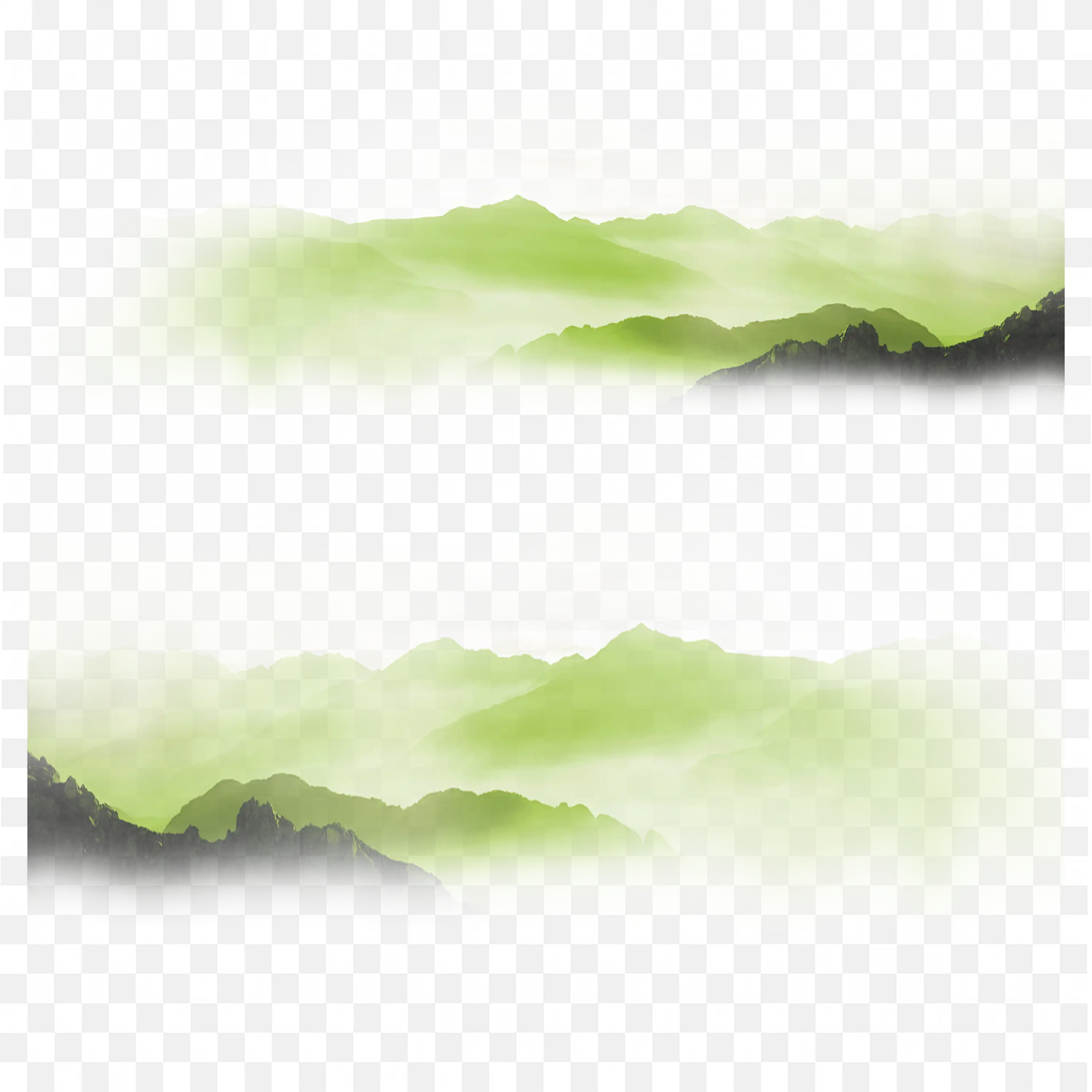Foggy Hills PNG Nature Clip Art Misty Green Landscape Scene