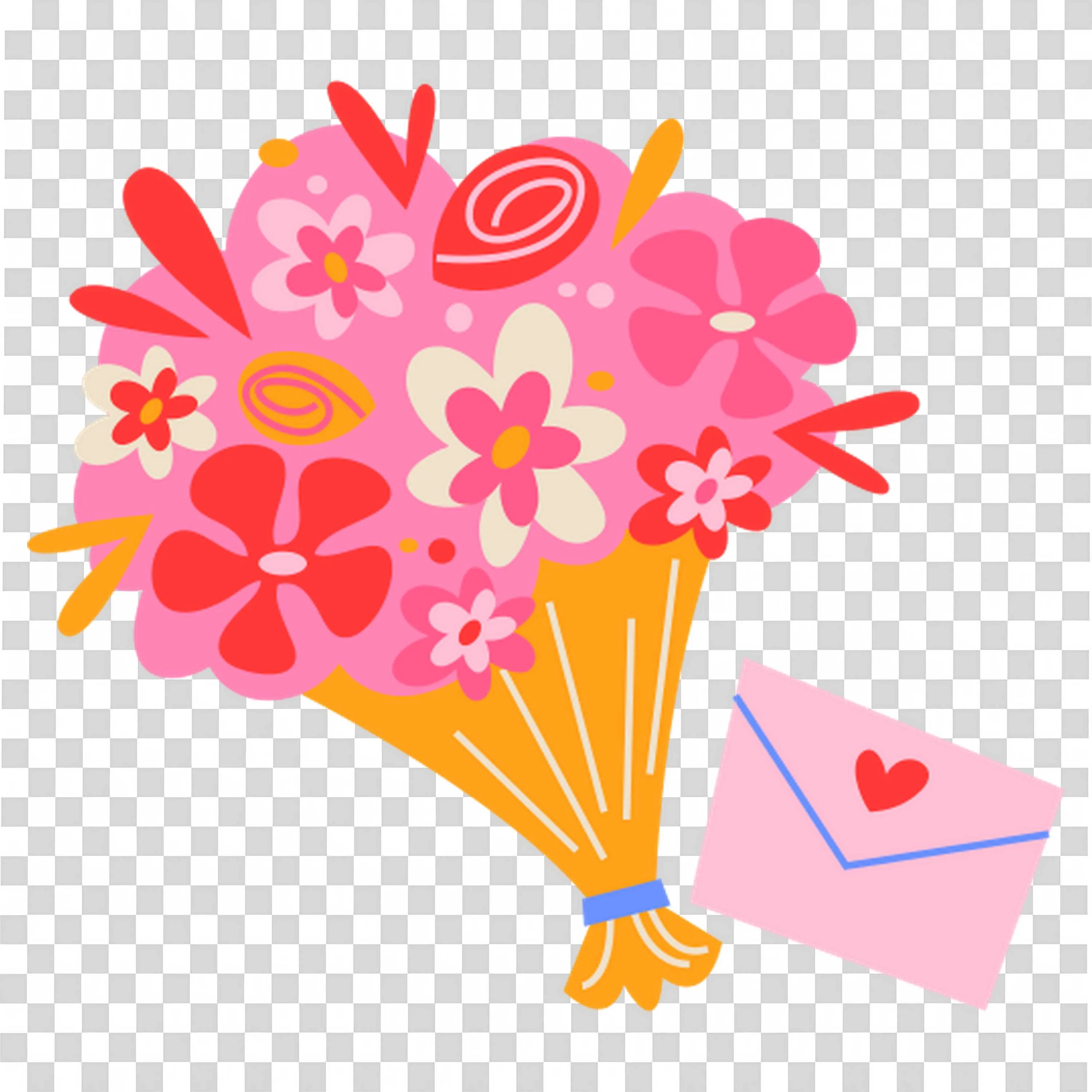 Fresh Flower Bouquet with Card Shows Gratitude Free PNG