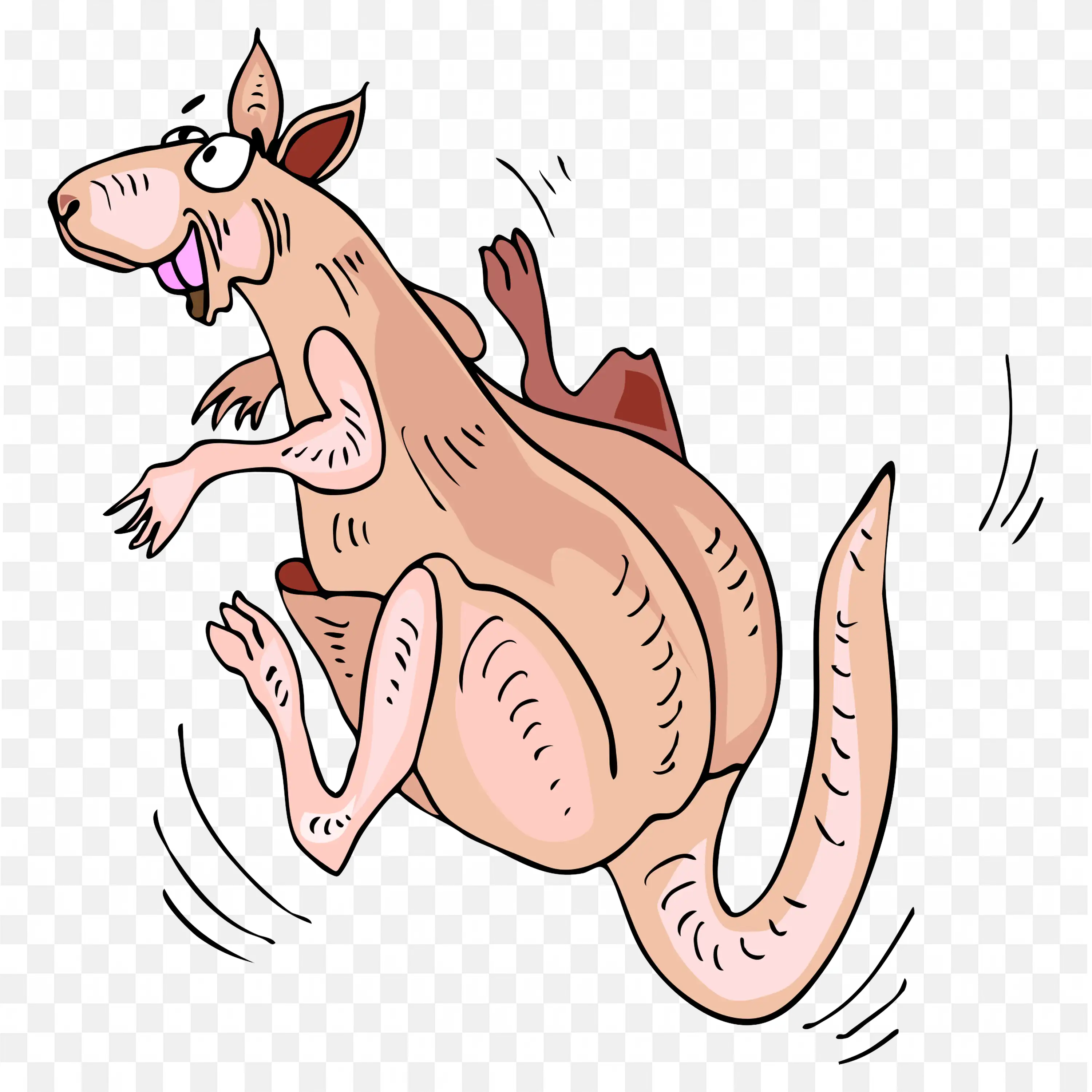 Funny Cartoon Kangaroo Light Pink Vector Animal Art