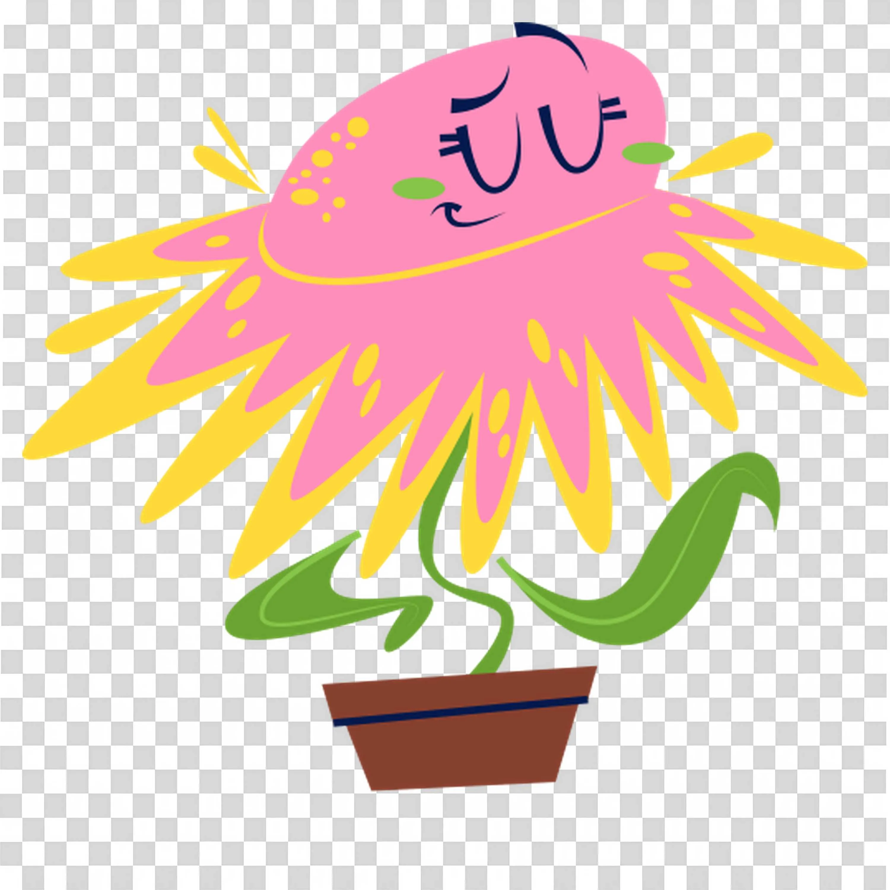 Funny Flower in Pot Embraces Unique Charm PNGDownload