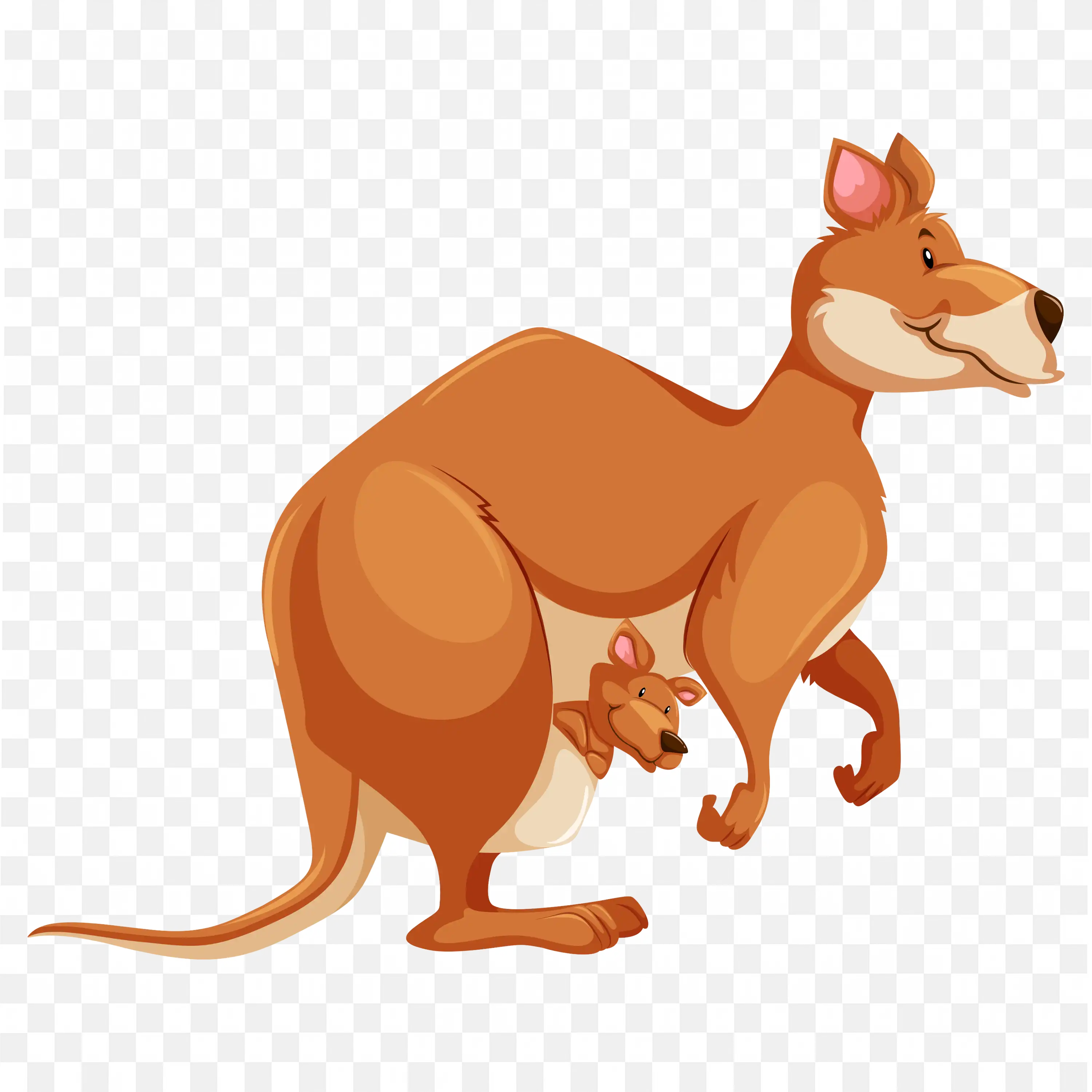 Funny Kangaroo Family Playing Comic Style PNG Artwork