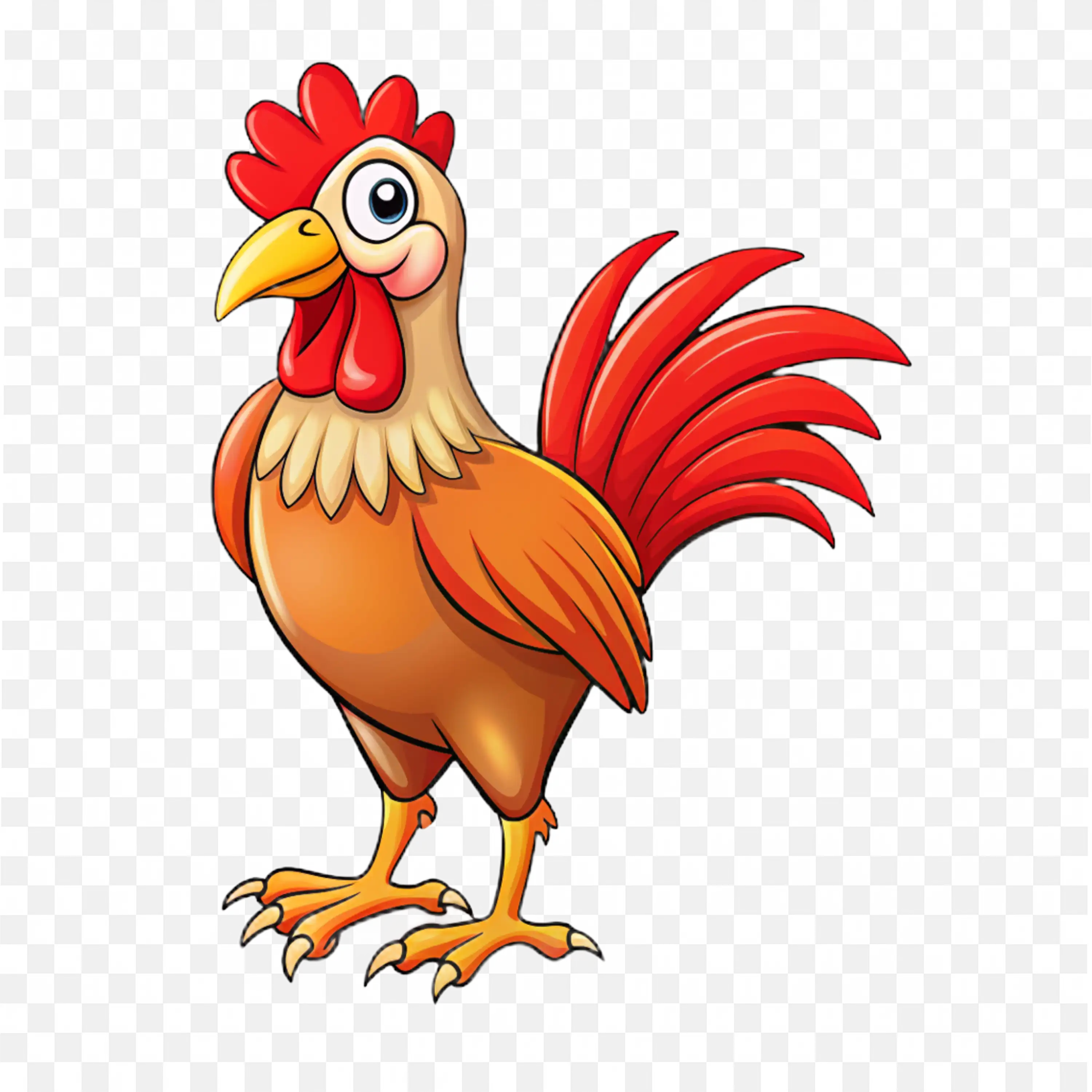 Funny Rooster Character Crowing Transparent PNG File