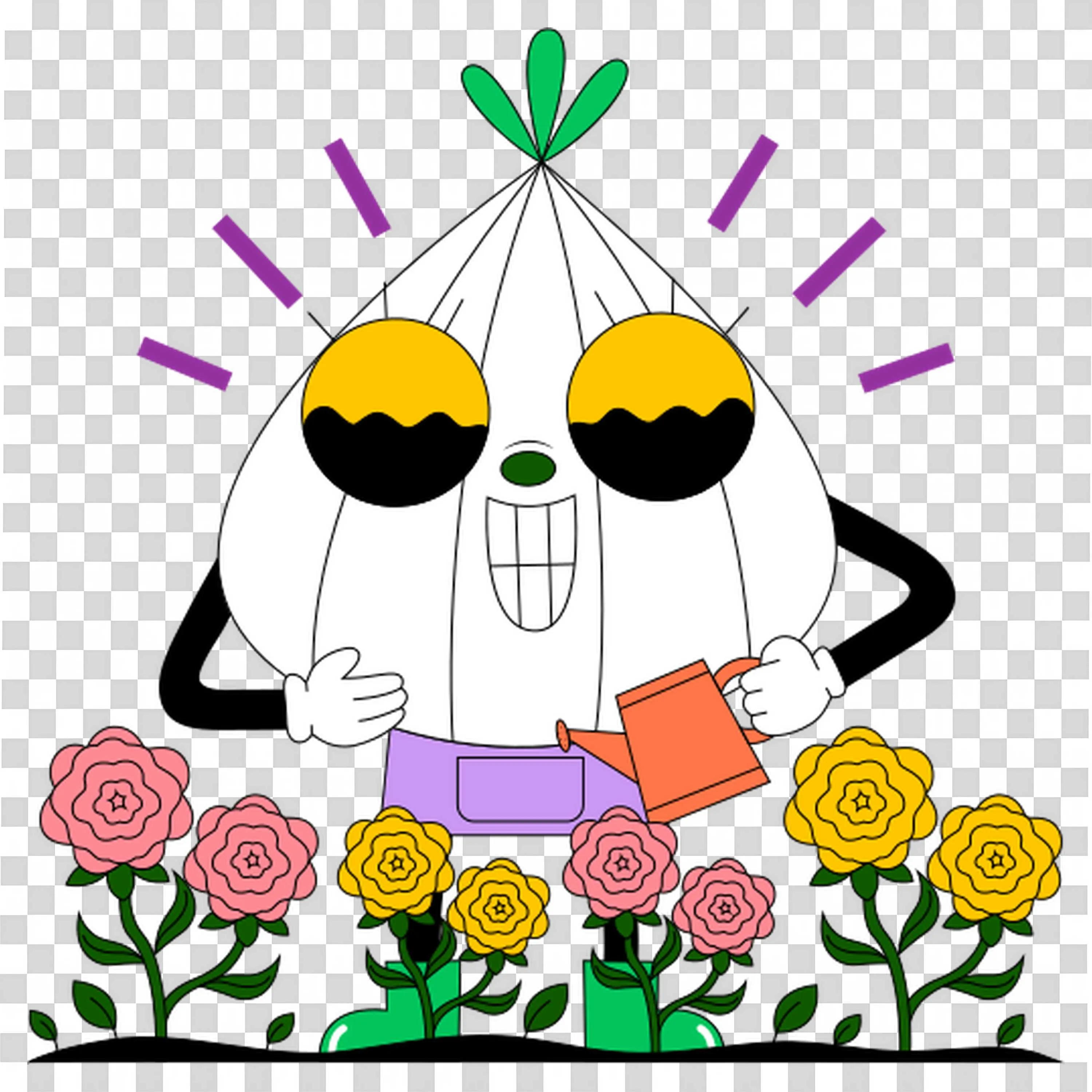 Funny White Flowers Dancing with Sunglasses on PNG