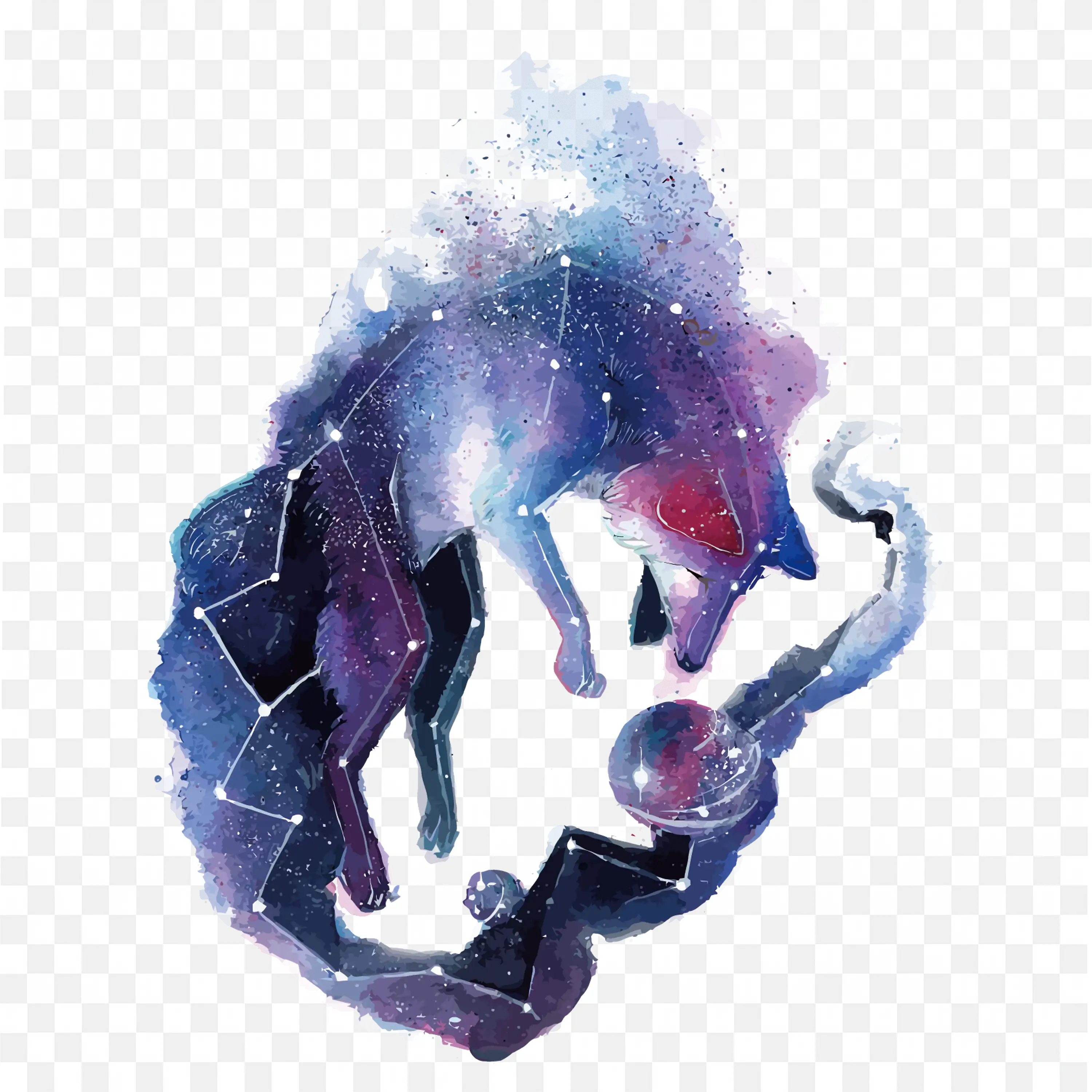 Galaxy Arctic Fox Art Fantasy Animal Nature Illustration Print