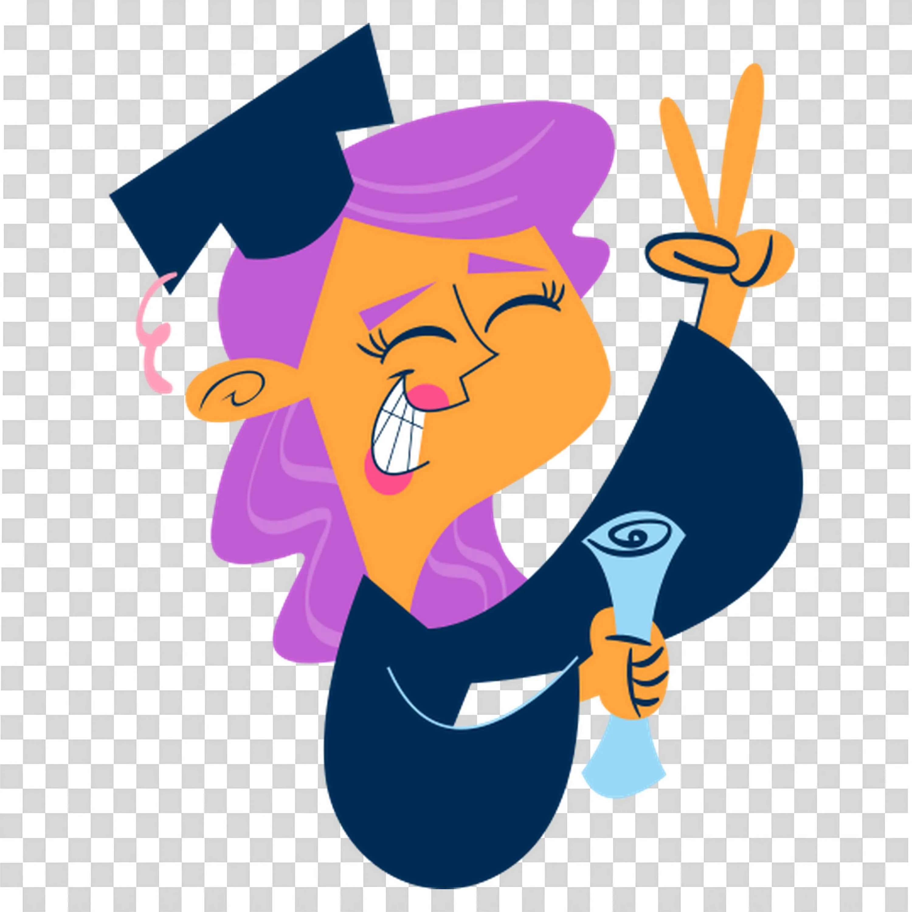 Girl Graduate RAIses Hand to Celebrate Success Free Png