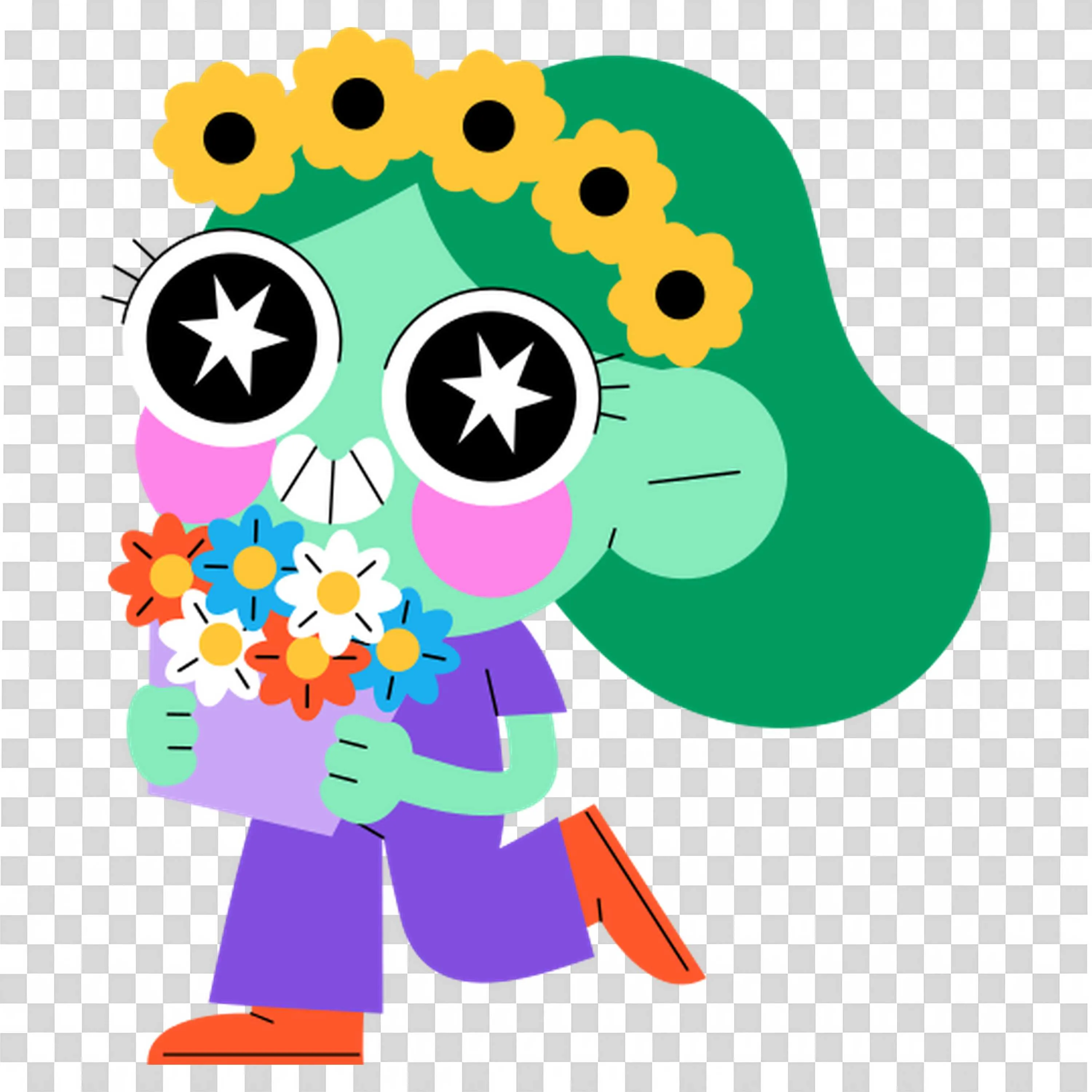 Girl Holding Flowers Expresses Gratitude PNGDownload