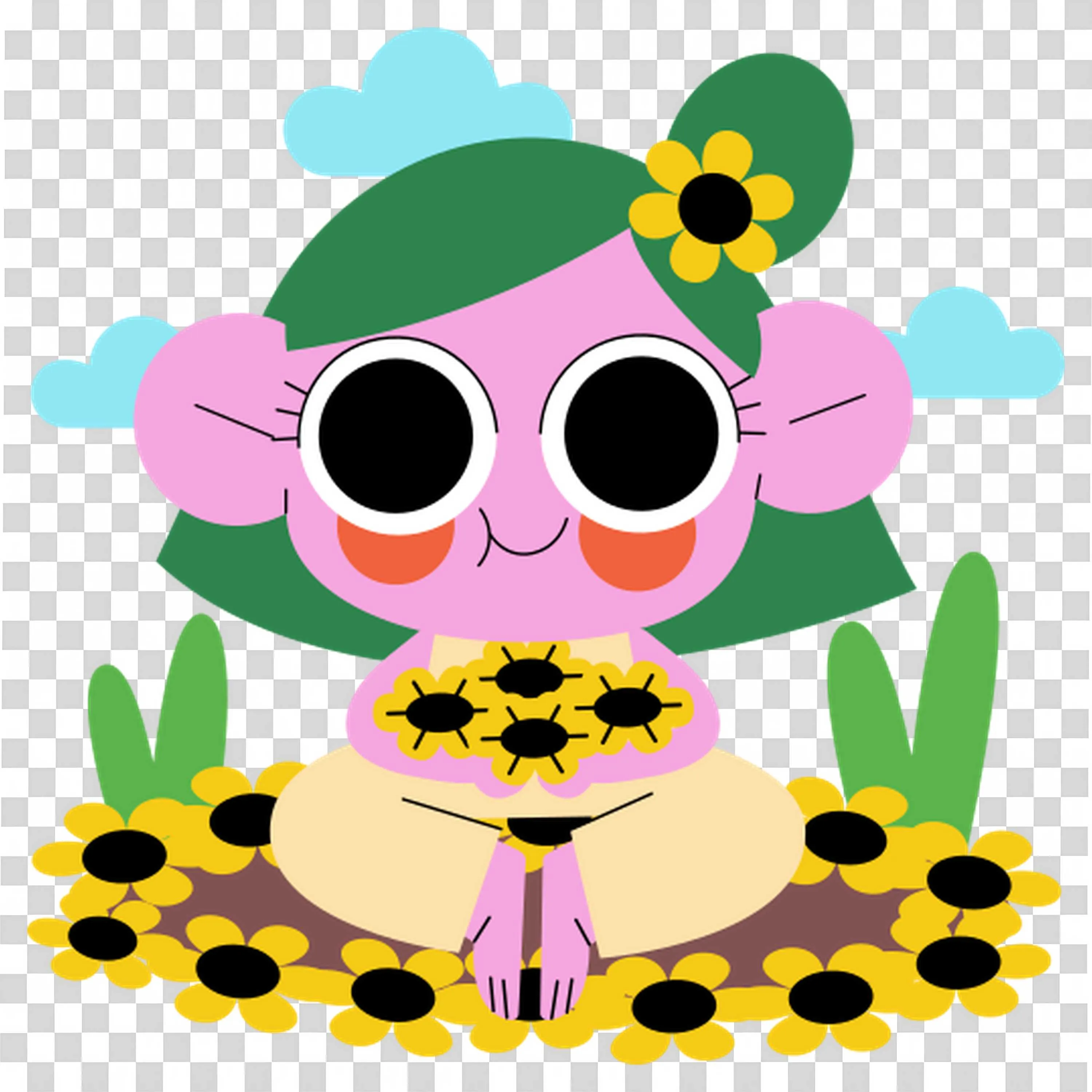 Girl in Sunflowers Radiates Positivity and Peace Free PNG