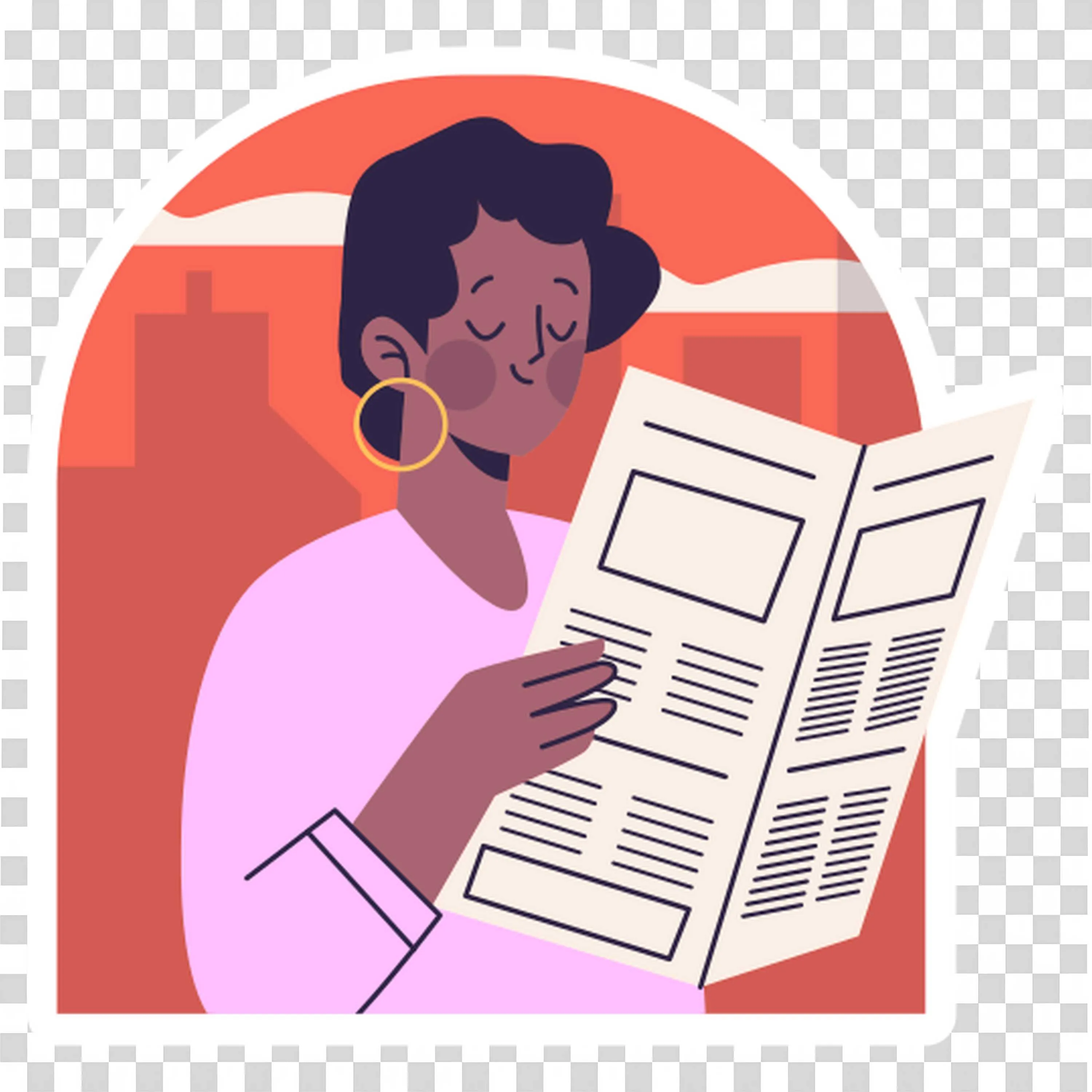 Girl Reads Newspaper and Learns about Current News