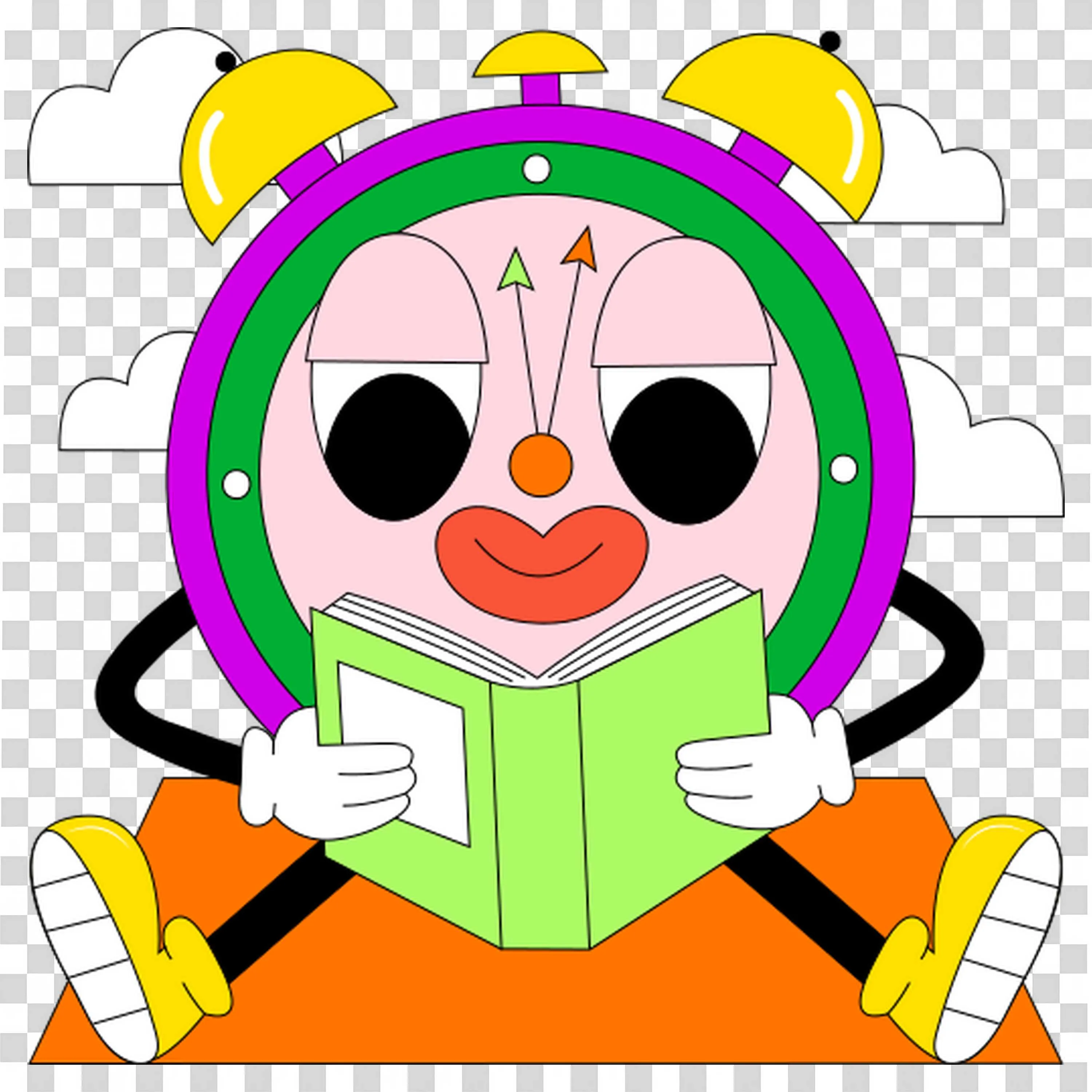 Girl Reads with Confidence and Big Bright Smile Free Png