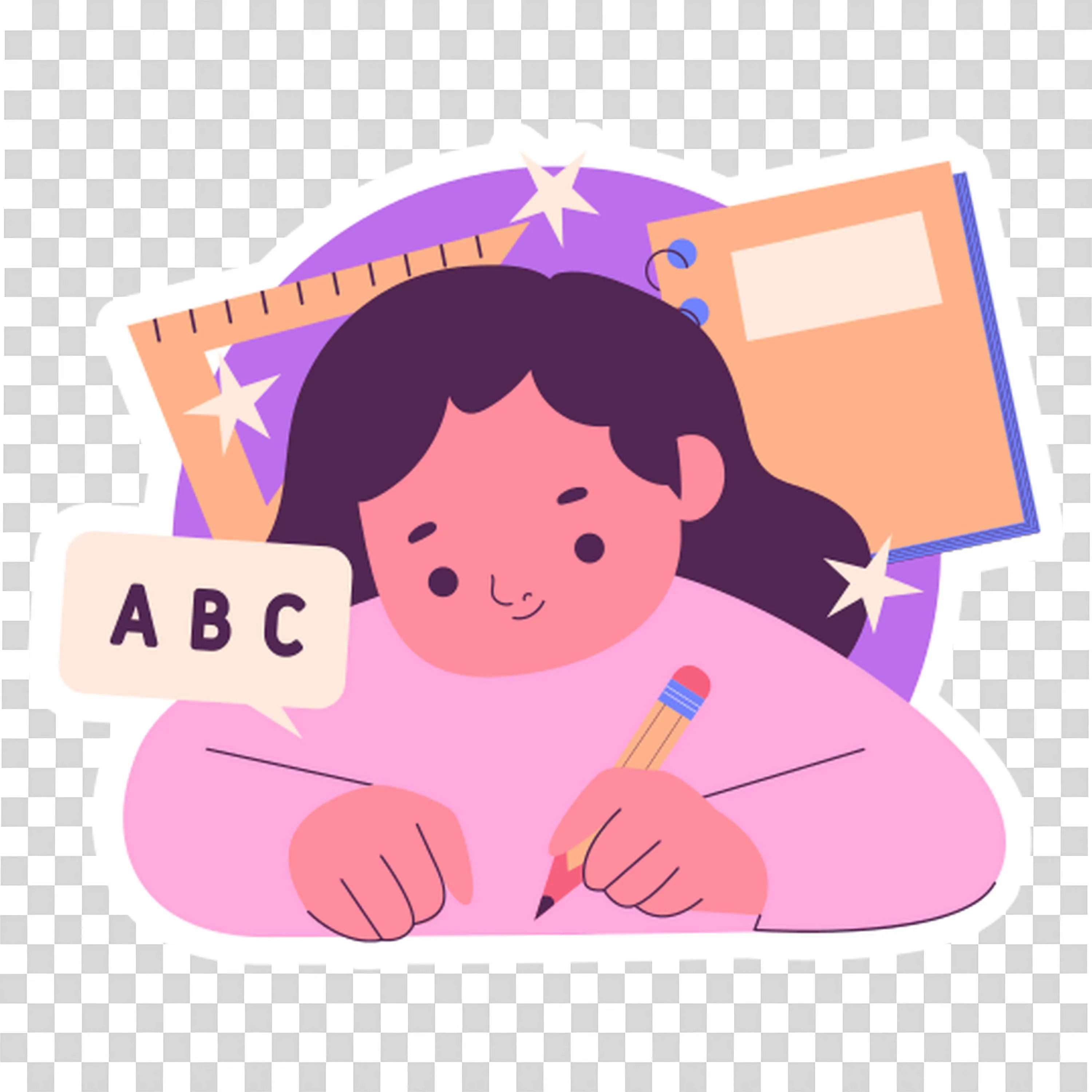 Girl Resting Head On Abc Block While Surrounded By Letters
