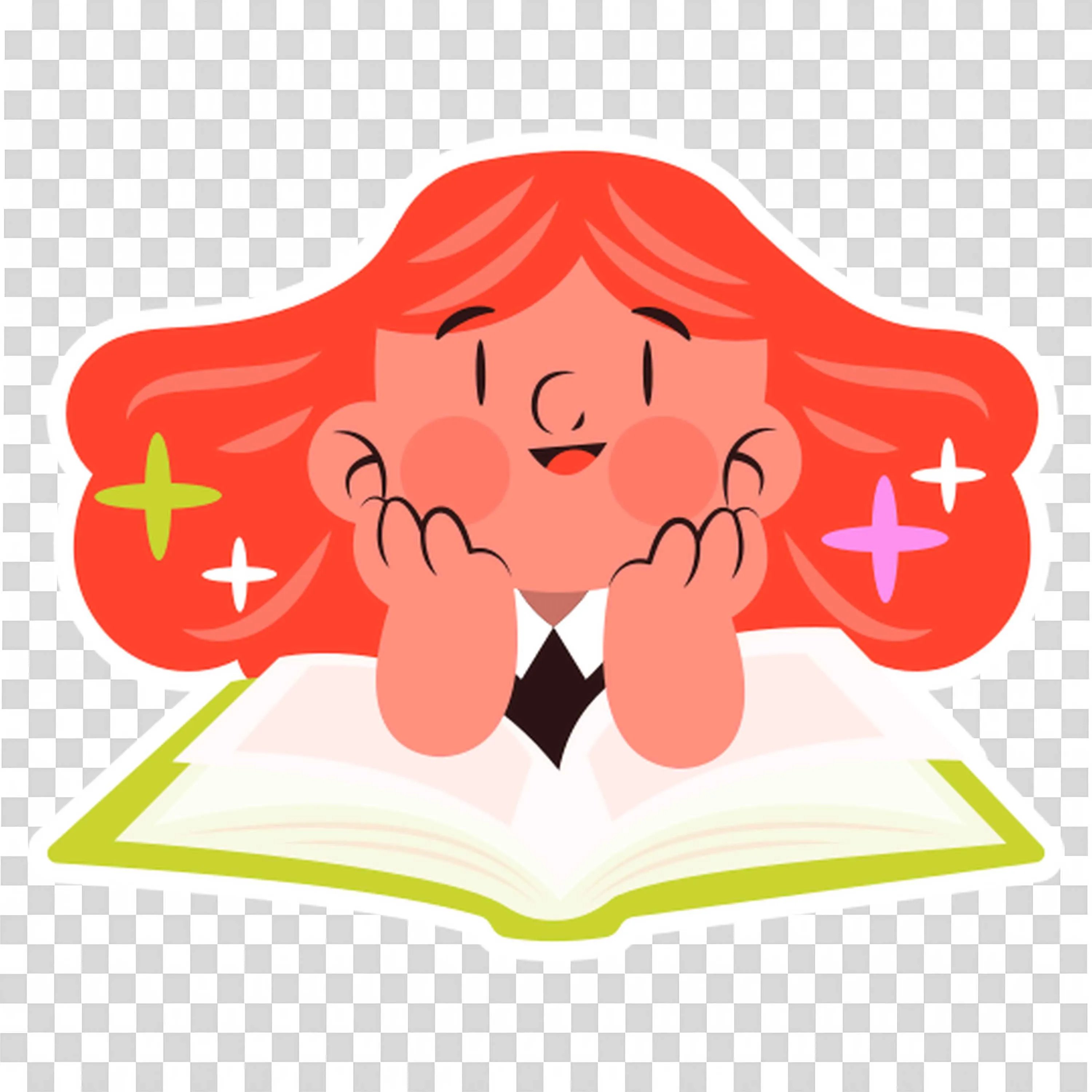 Girl Rests On Book to Relax During Study Break Png