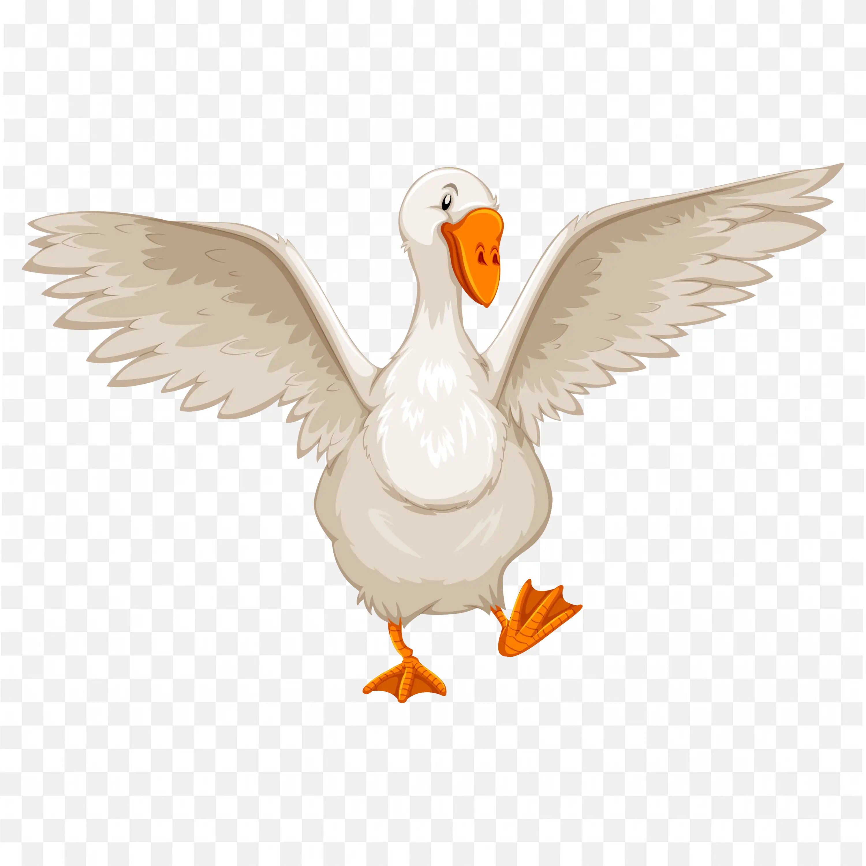 Goose with Wings Spread Standing Farm Bird PNG Clip