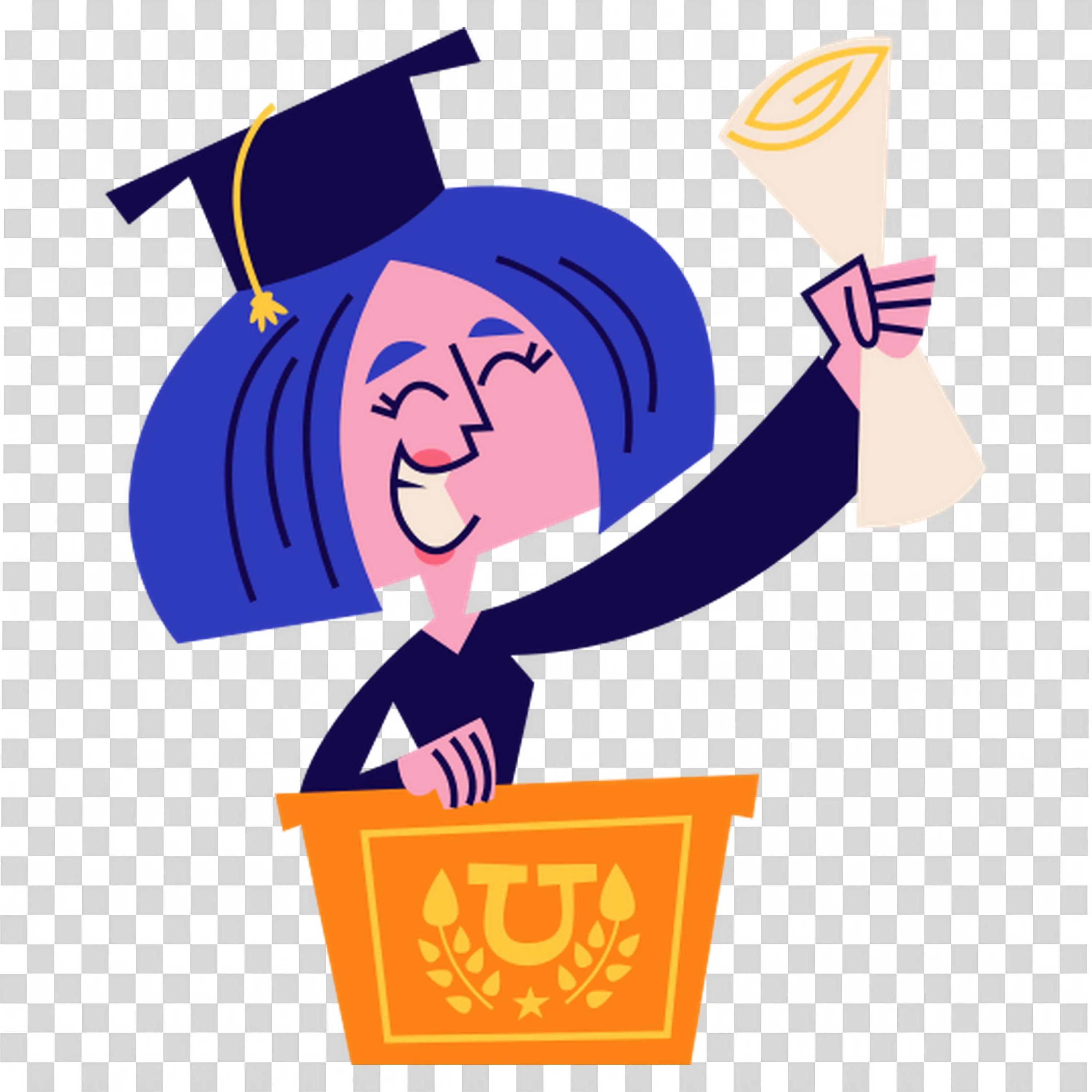 Graduate Girl RAIses Diploma with Proud Joy Free Png