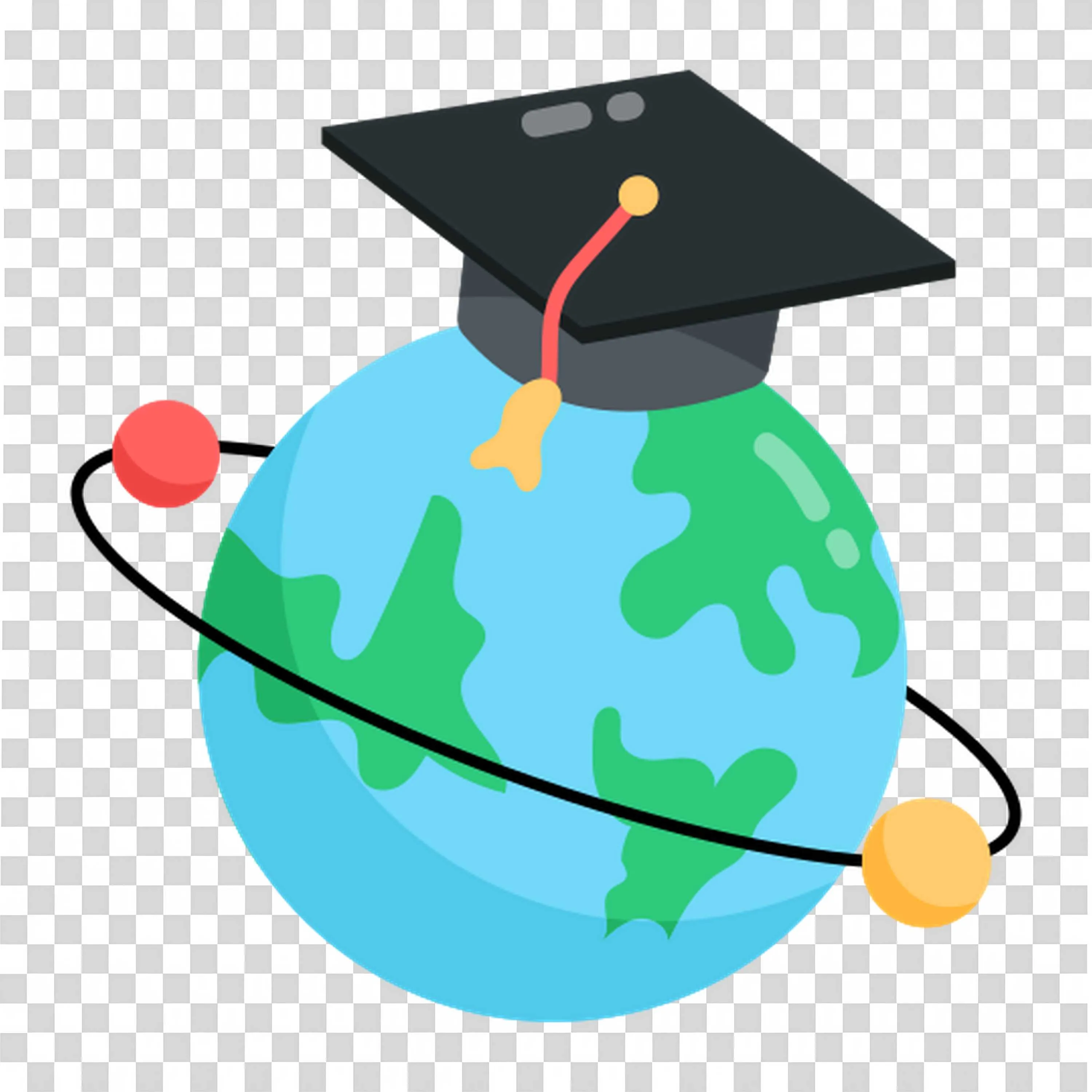 Graduation Cap On World Globe Symbolizing Global Education