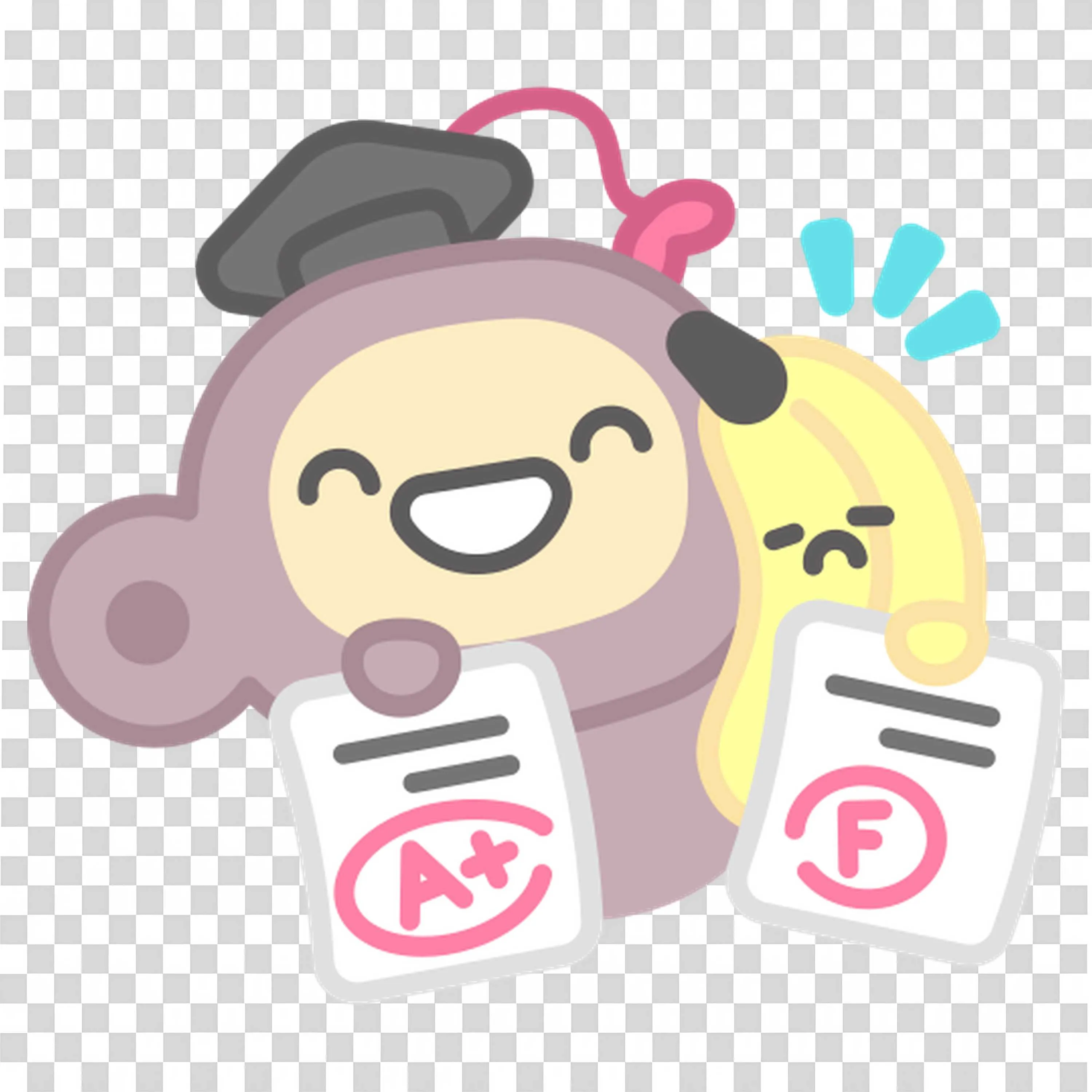 Graduation Monkey Proudly Holding Diploma and School Badge