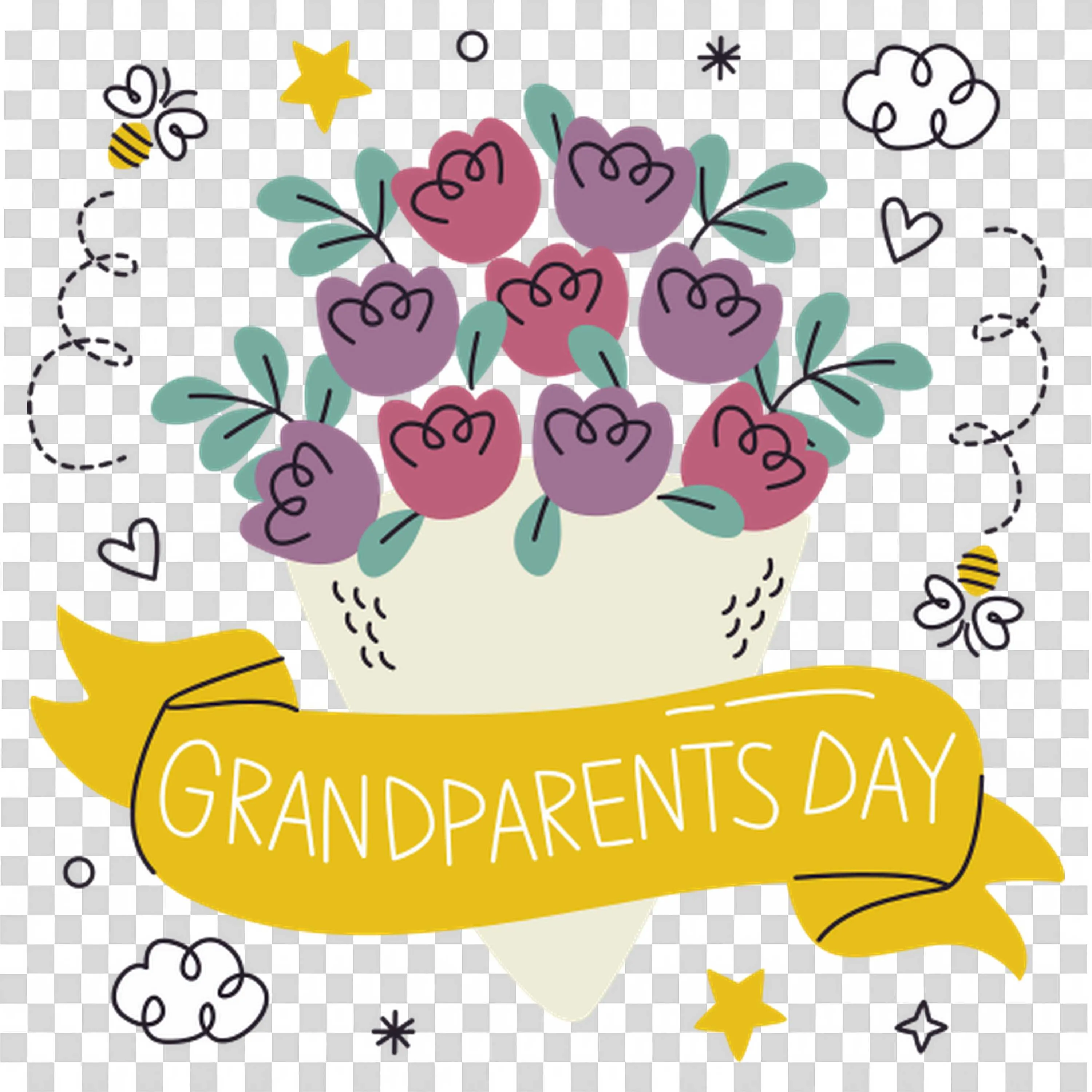 Grandparents Day Flower Bouquet with Purple Blossoms
