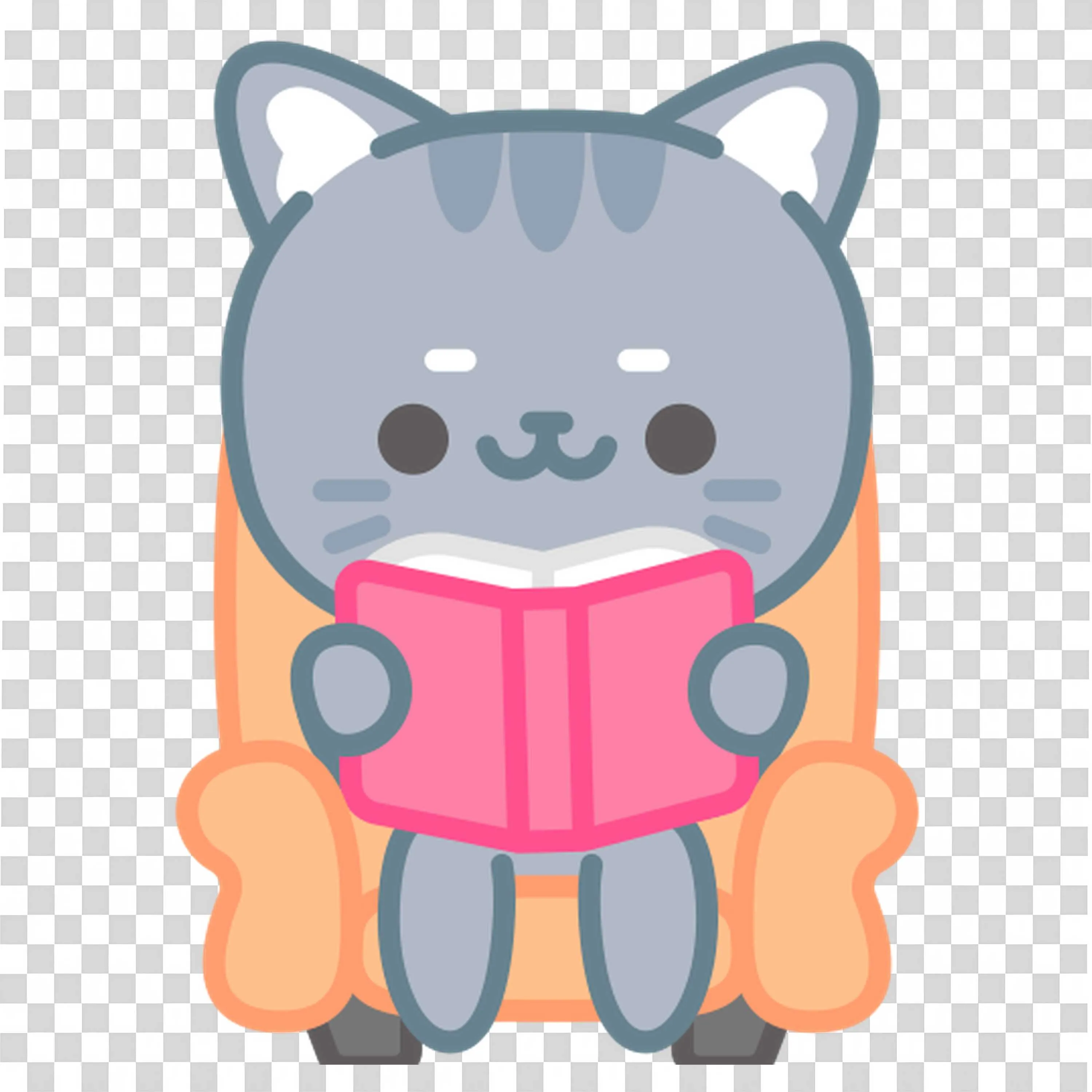Gray Cat in Hoodie Holding a Pink Book Close to Its Chest