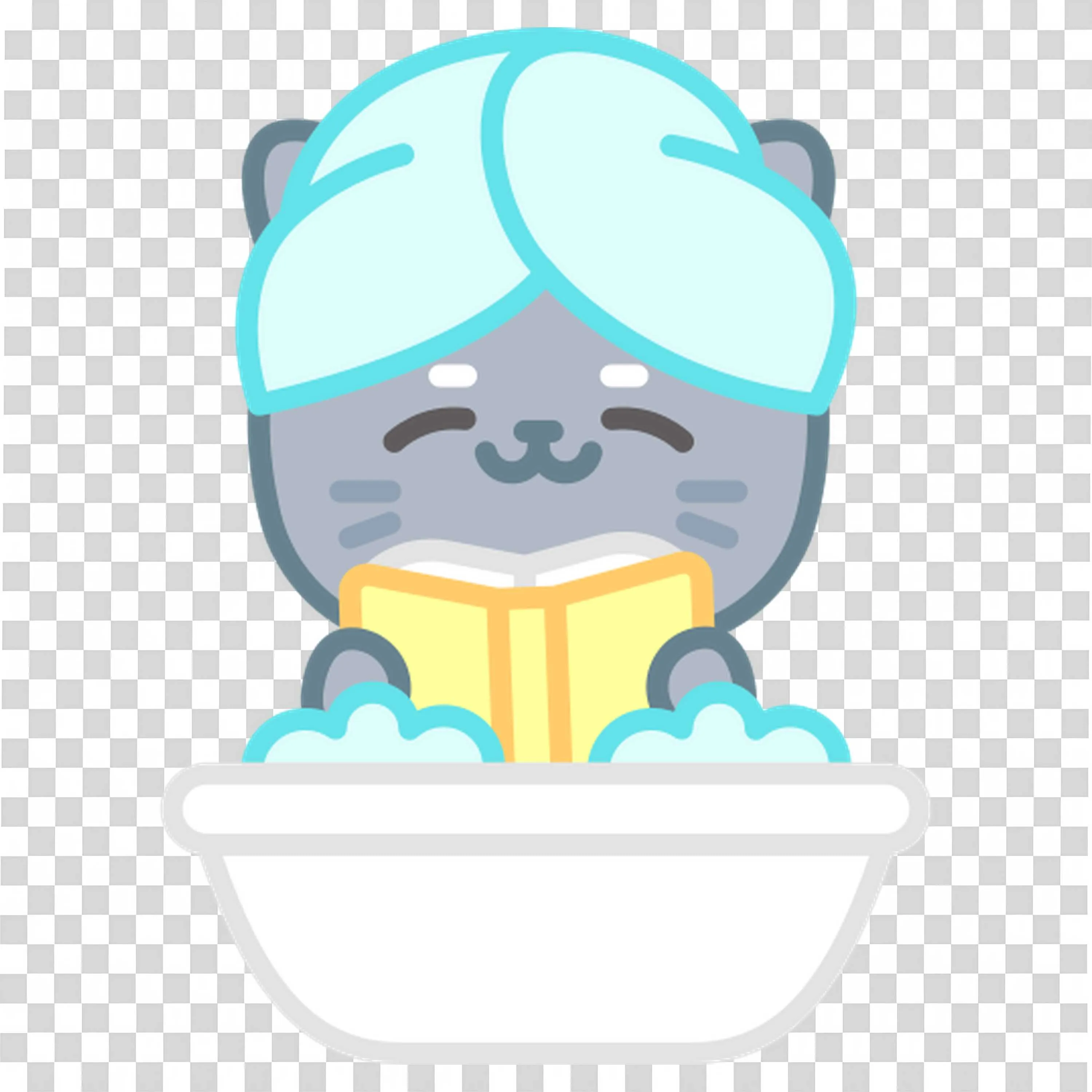 Gray Cat in Towel Enjoying a Relaxing Bubble Bath Moment