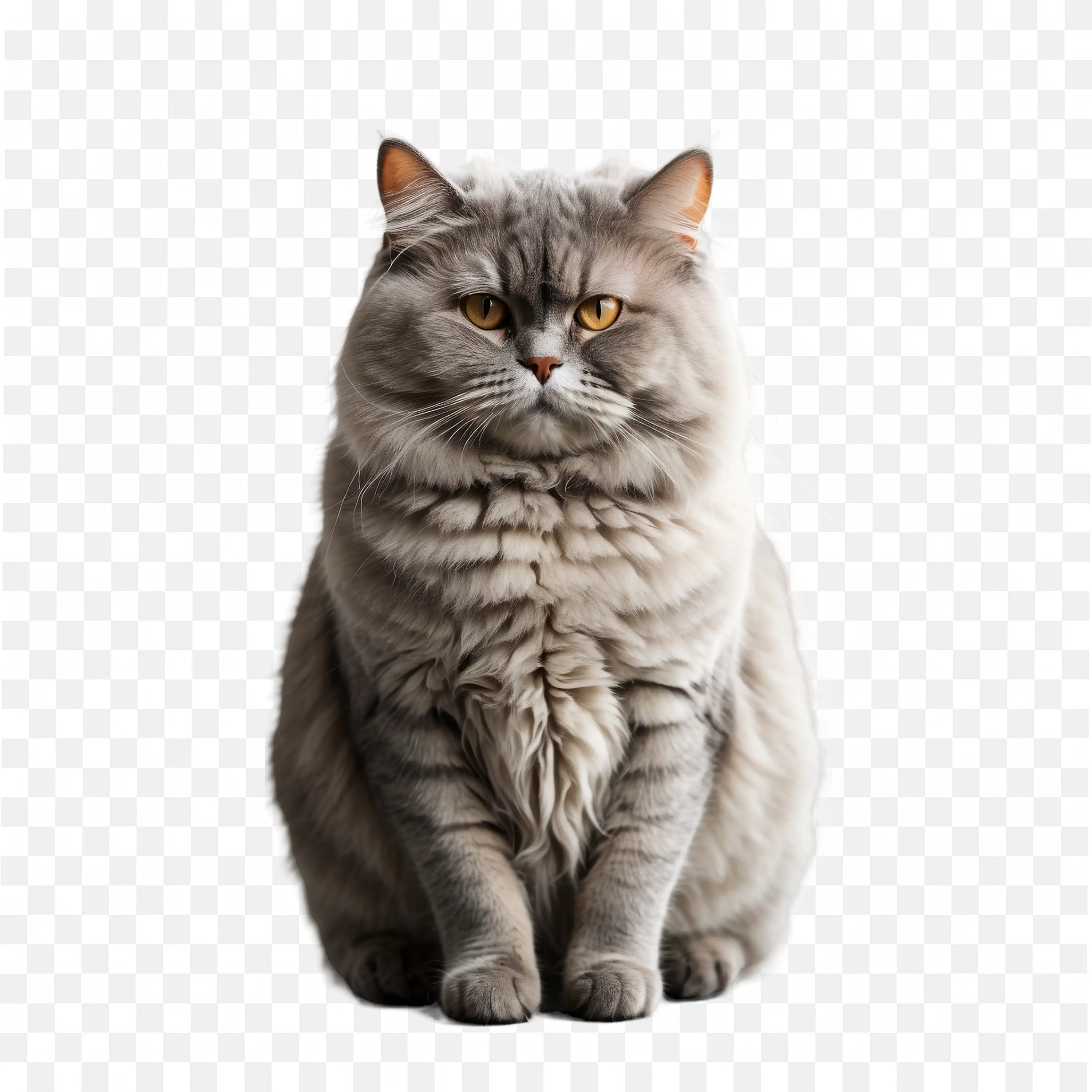 Gray Tabby Cat Sitting in Calm Pose PNG Clipart Download