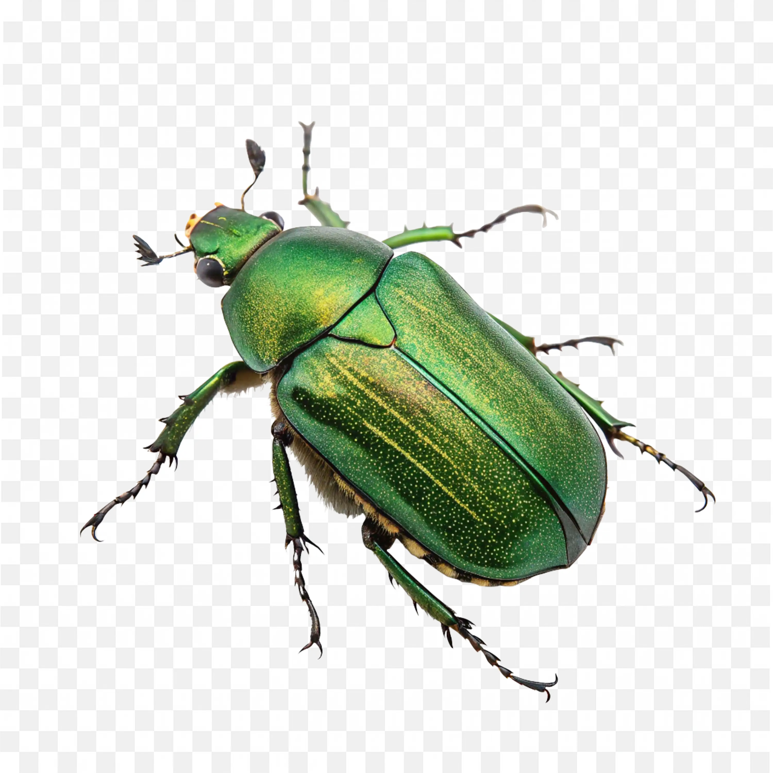 Green Beetle PNG Insect Side View Realistic Bug Art