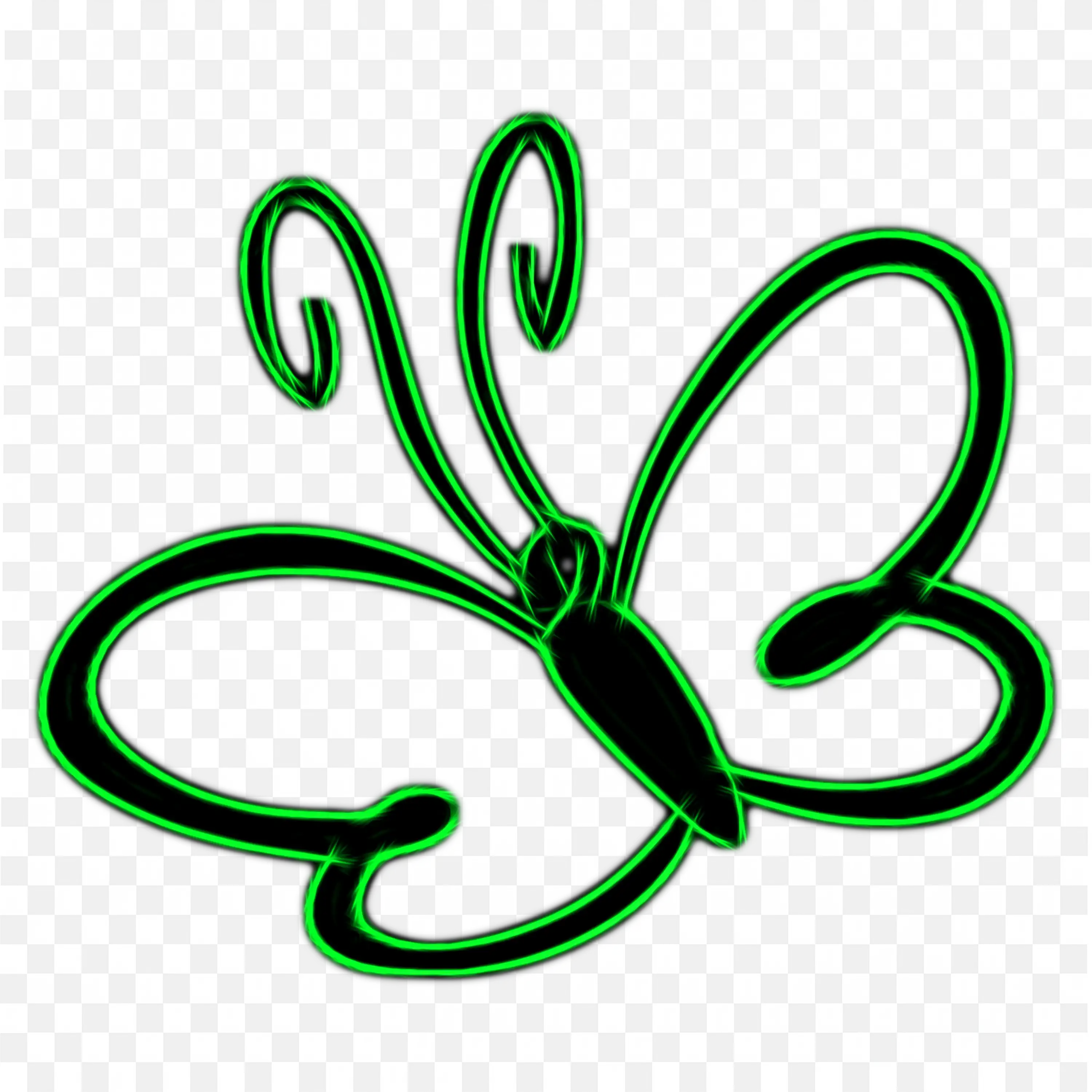 Green Butterfly Outline Stylized Flying Insect PNG Art