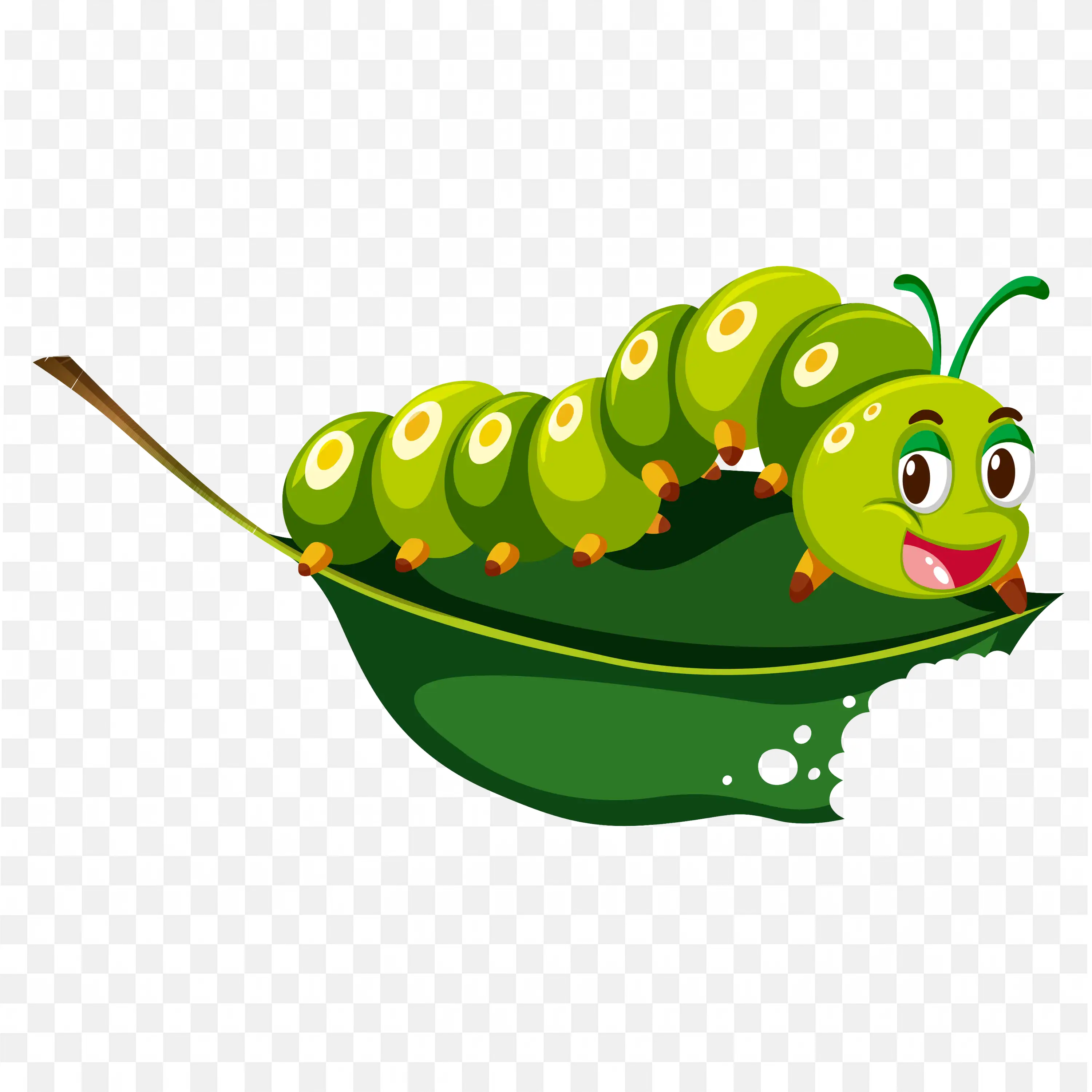 Green Caterpillar Crawling Cute Bug Cartoon PNG Clip