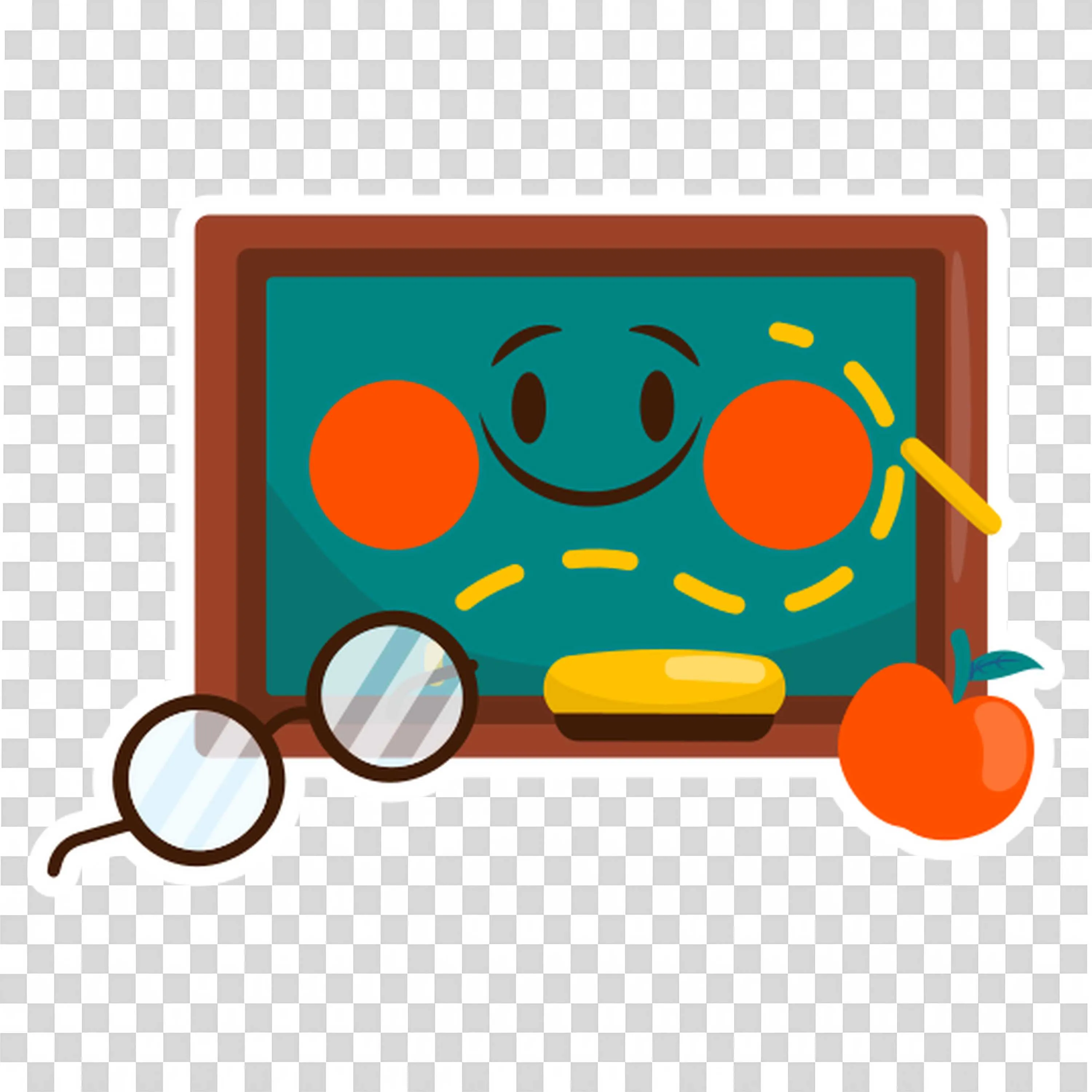 Green Chalkboard with Fruit and Glasses for a School Theme