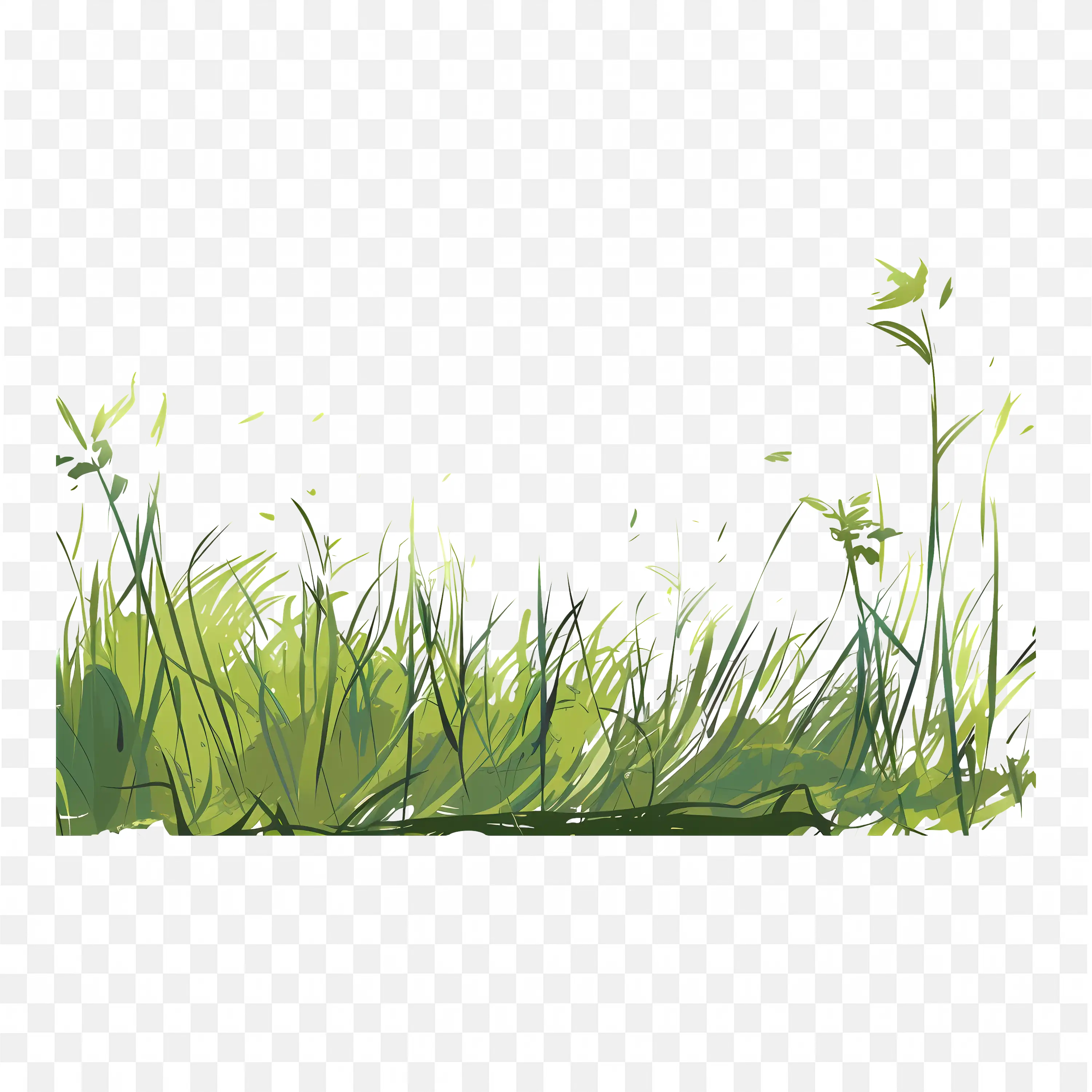 Green Grass Field with Tiny Flowers Nature Landscape Scene