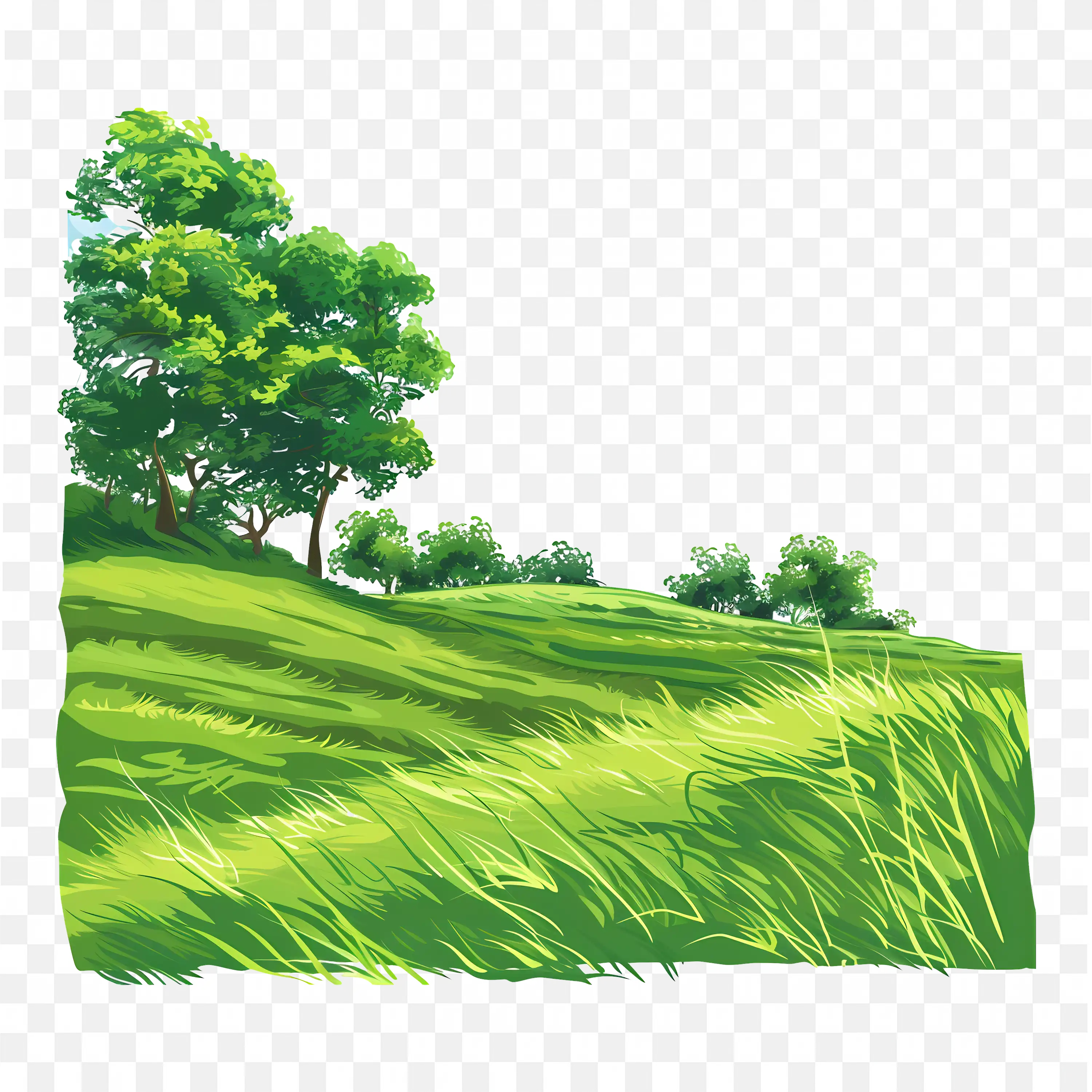 Green Hill PNG Nature Clip Art Grassy Field Landscape Image
