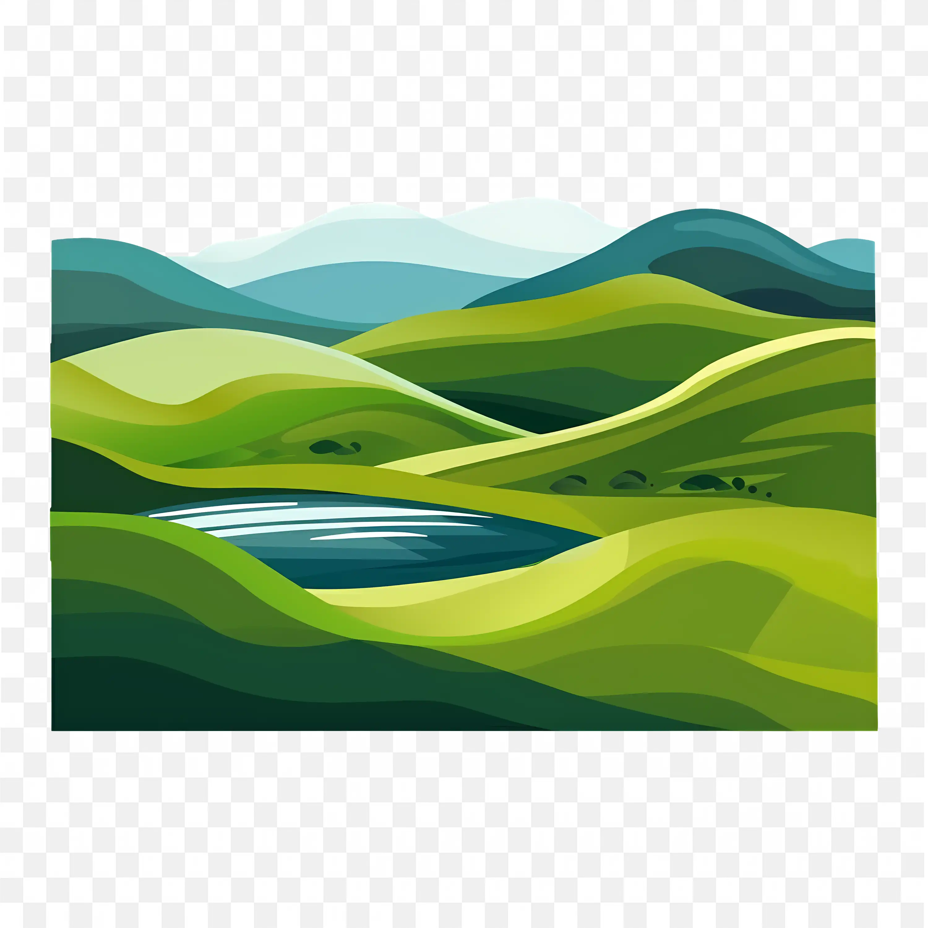 Green Hills PNG Landscape Nature View Art Clip Scene Design