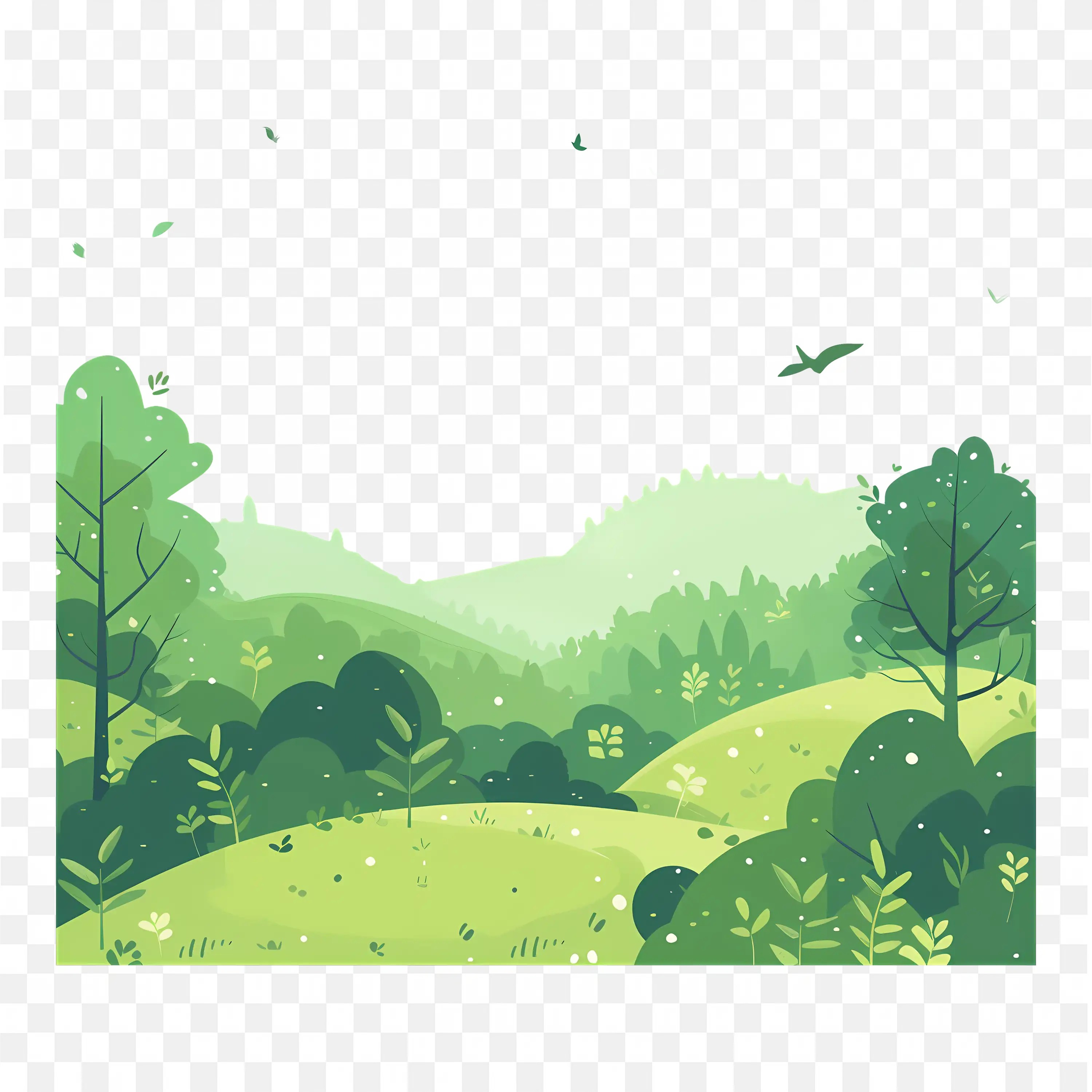 Green Hills PNG Nature Clip Art Rolling Landscape with Trees
