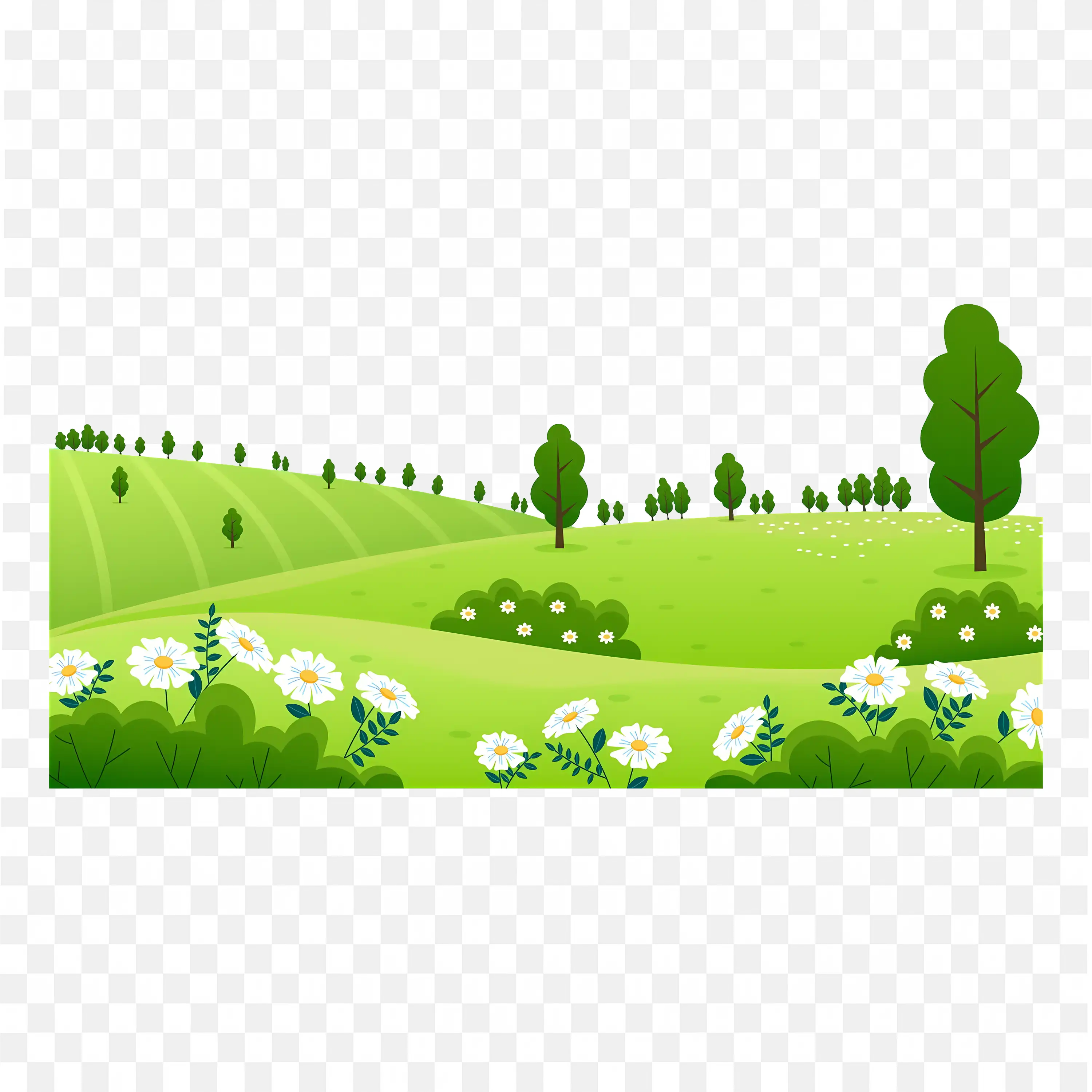 Green Hills PNG Nature Clip Art Simple Countryside View