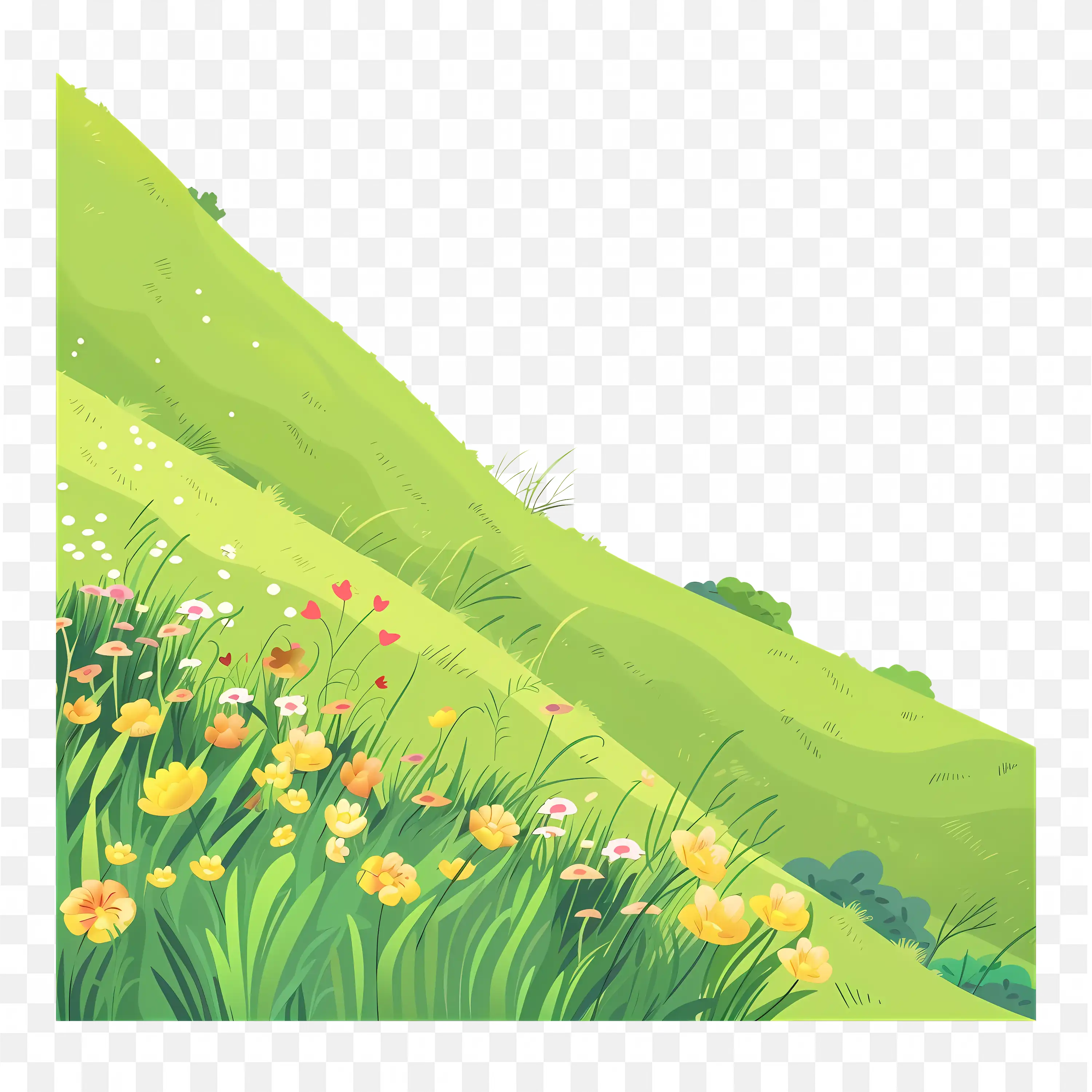 Green Meadow PNG Hill Nature Grass Scene Art Clip Design
