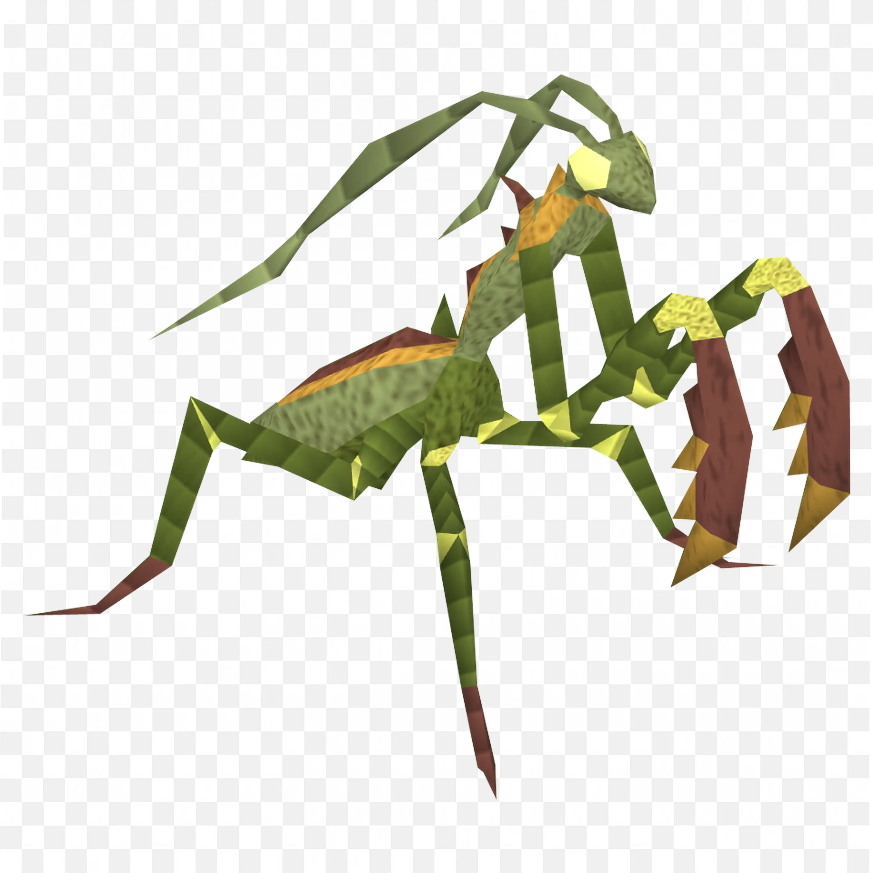 Green Praying Mantis PNG Hunting Pose Insect Clipart