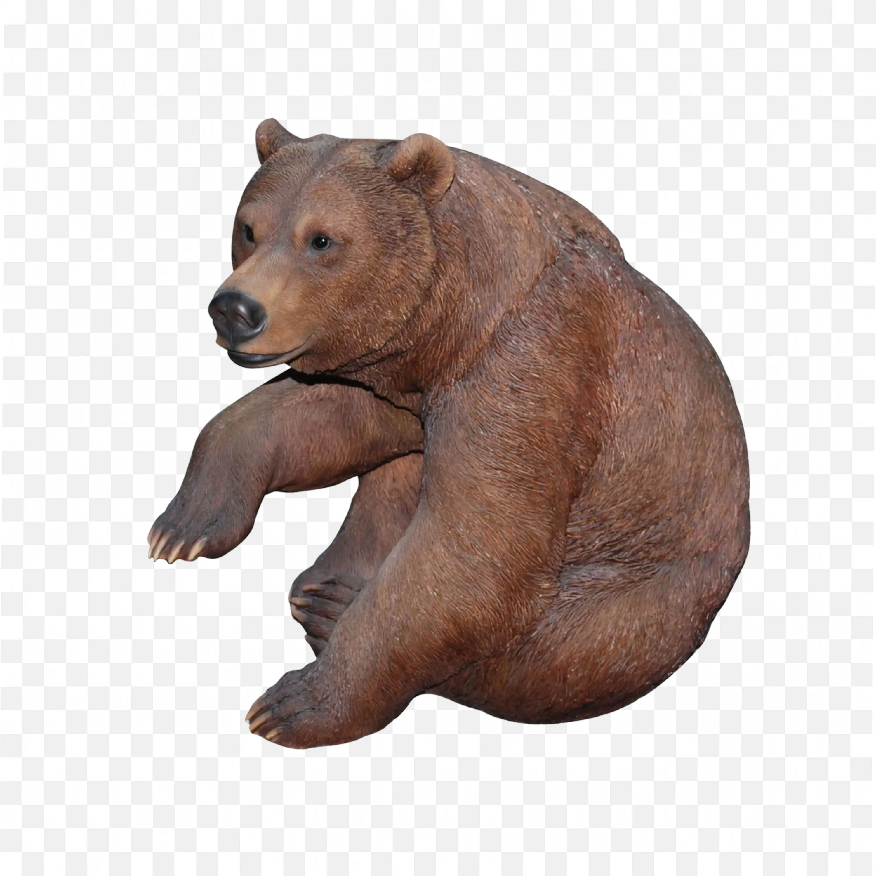 Grizzly Bear Statue PNG Sitting Pose Animal Sculpture PNG