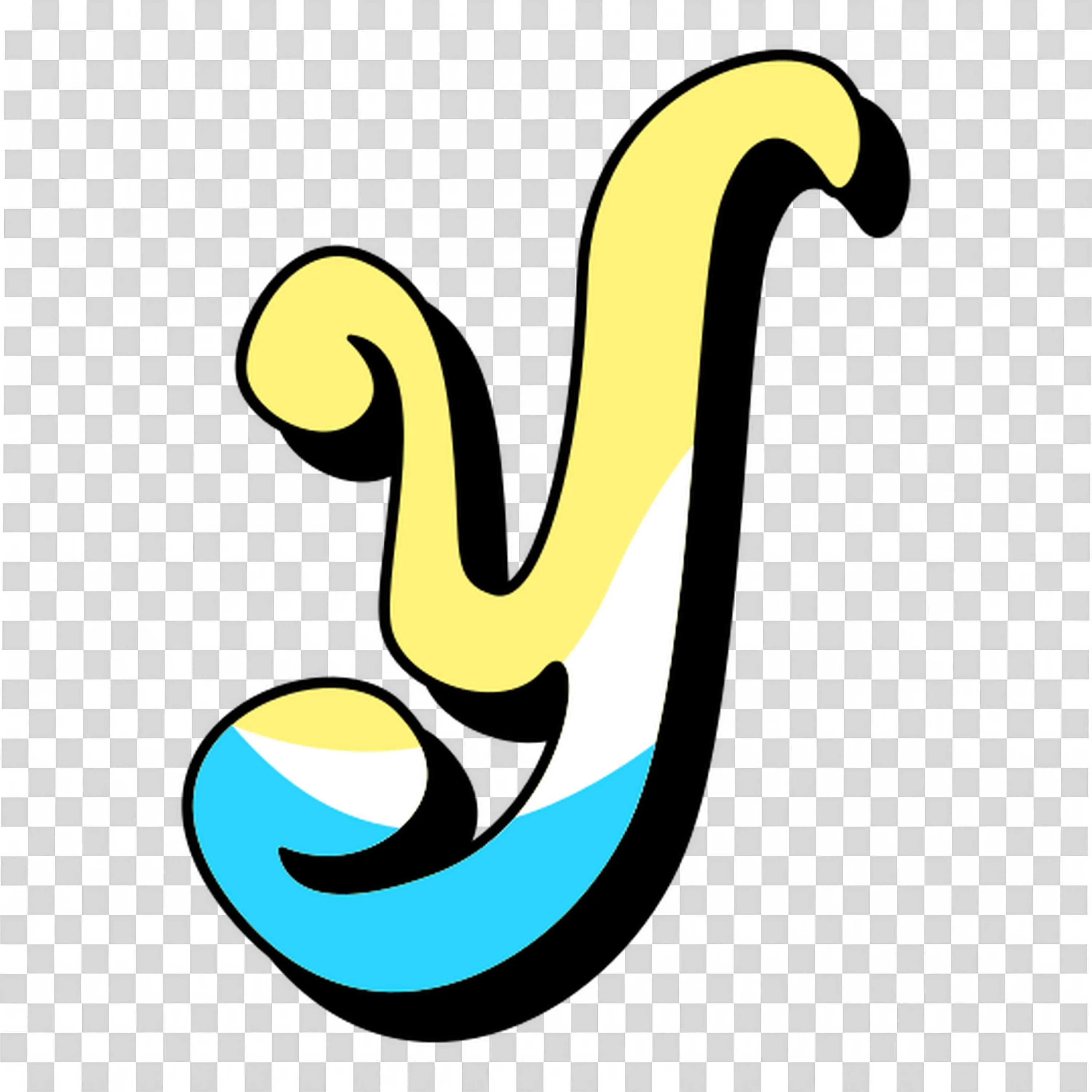 Hand-Drawn Lowercase Yellow and Blue Letter Y Design Icon