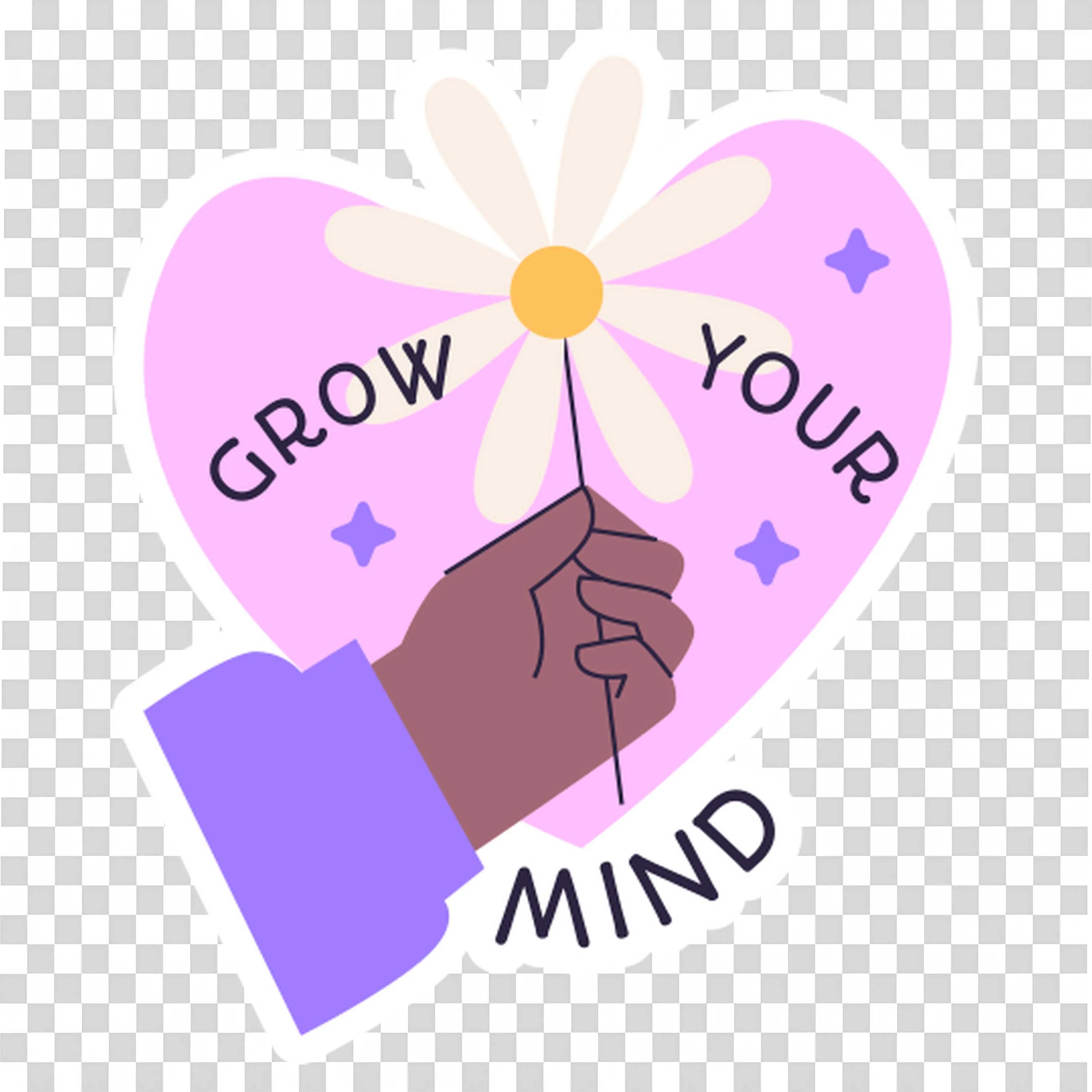 Hand Holding Flower with Grow Your Mind Inspirational Art
