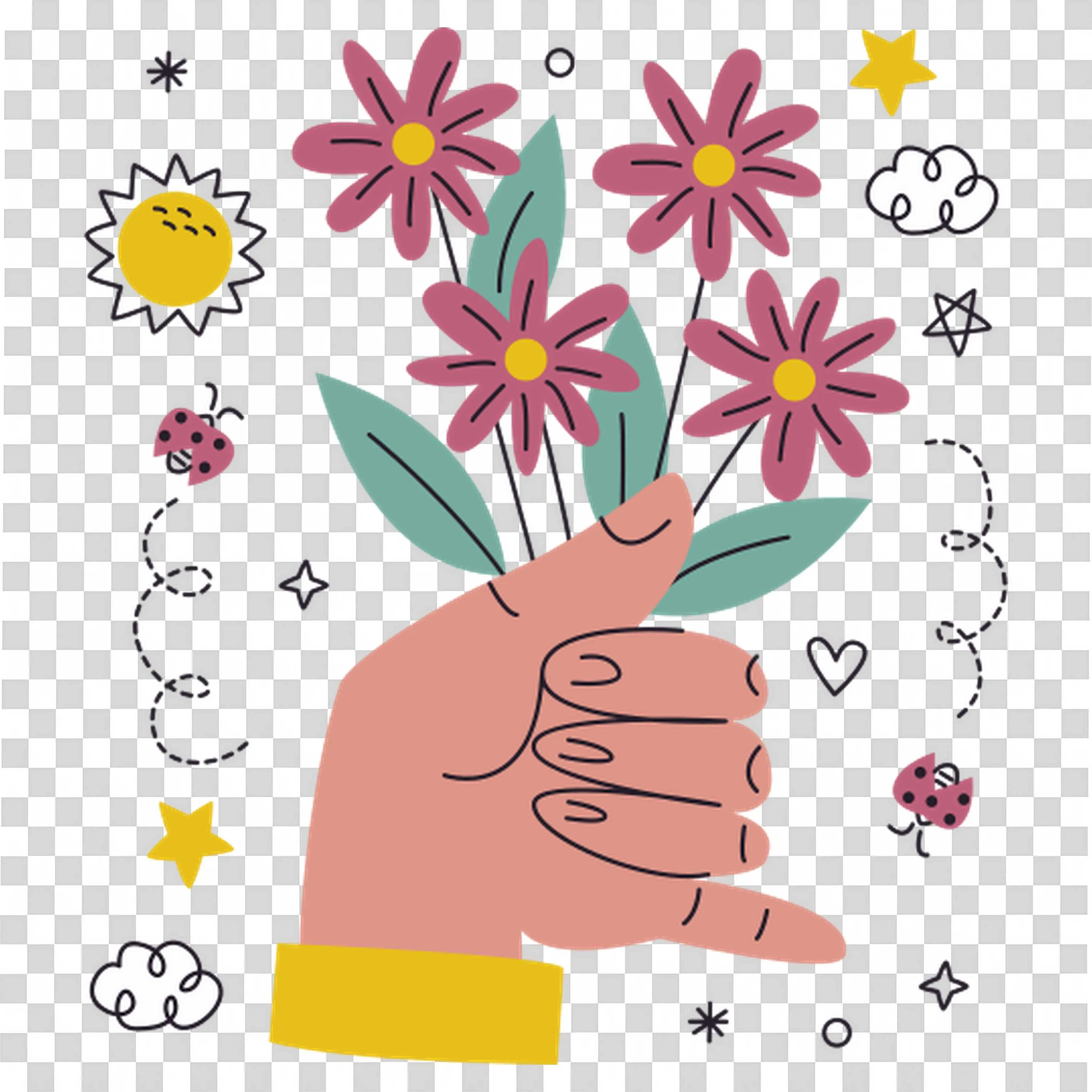 Hand Holding Flowers Represents Honest Emotion PNGImage