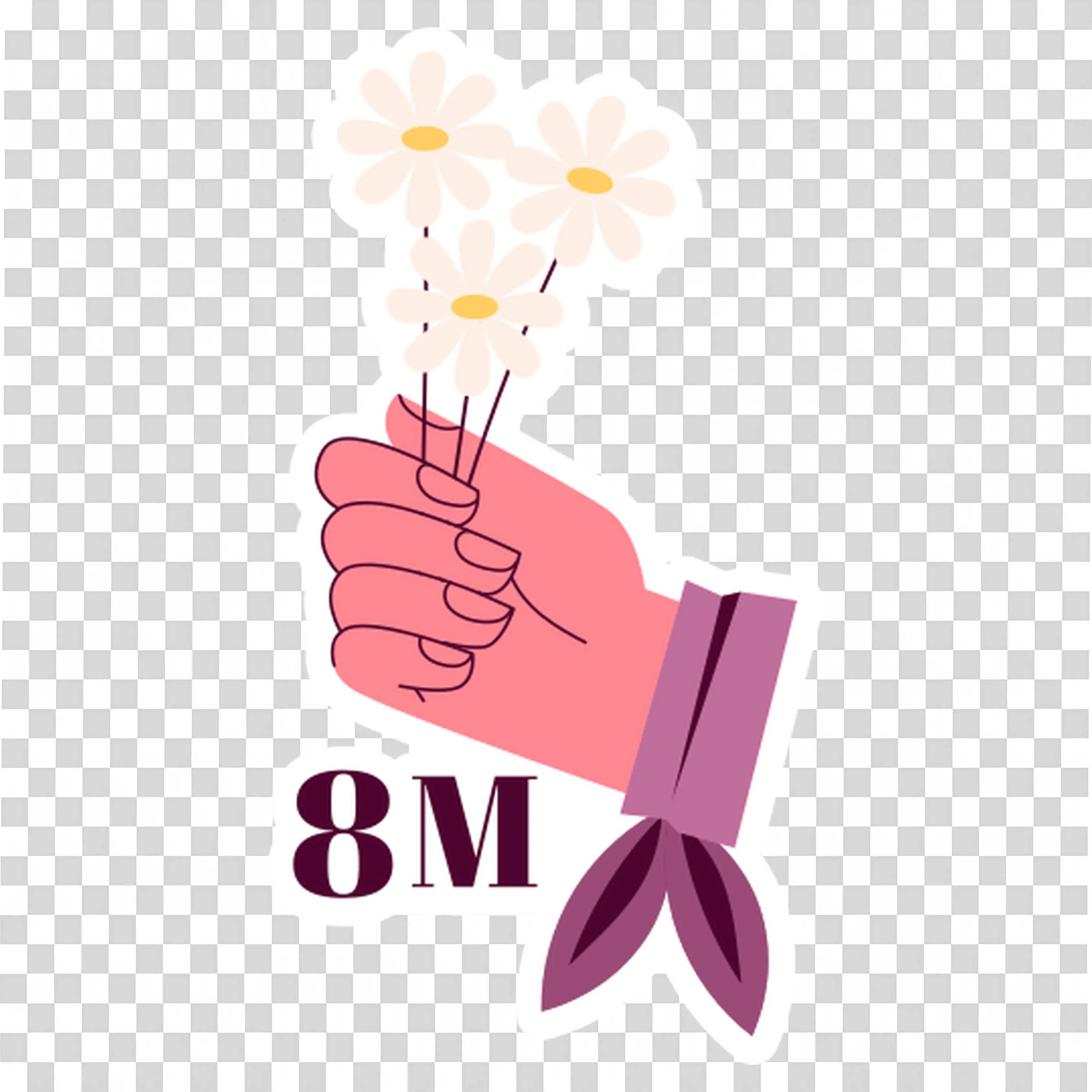 Hand Holding White Flowers with Number Eight Image