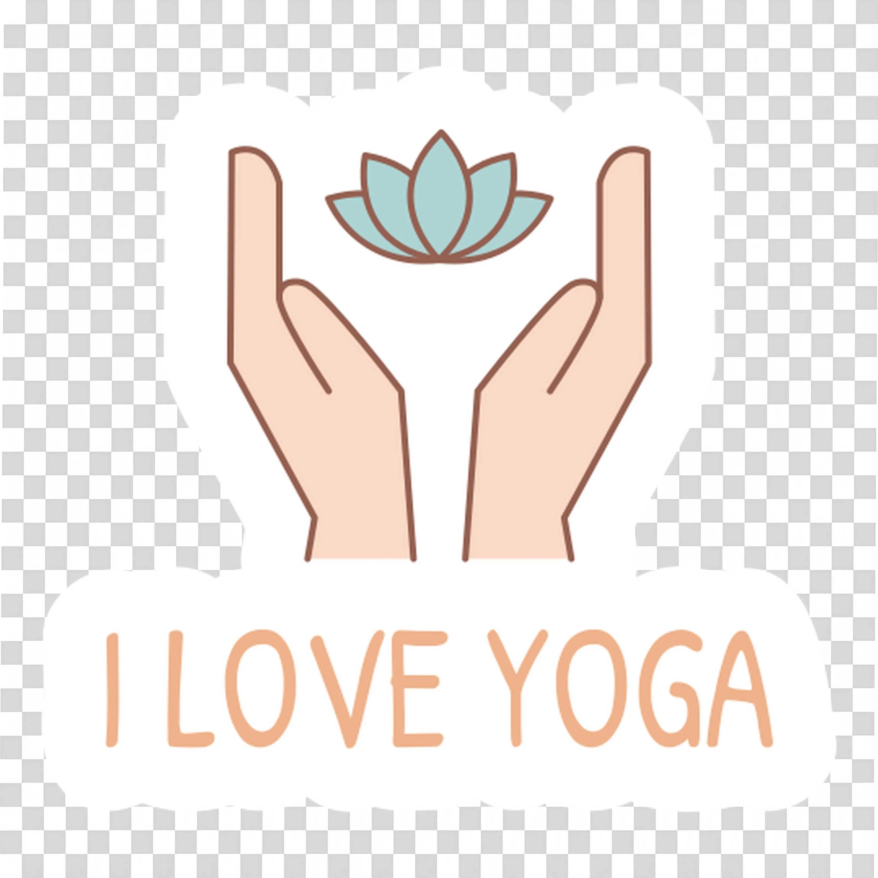 Hands Holding Lotus with I Love Yoga Text Illustration