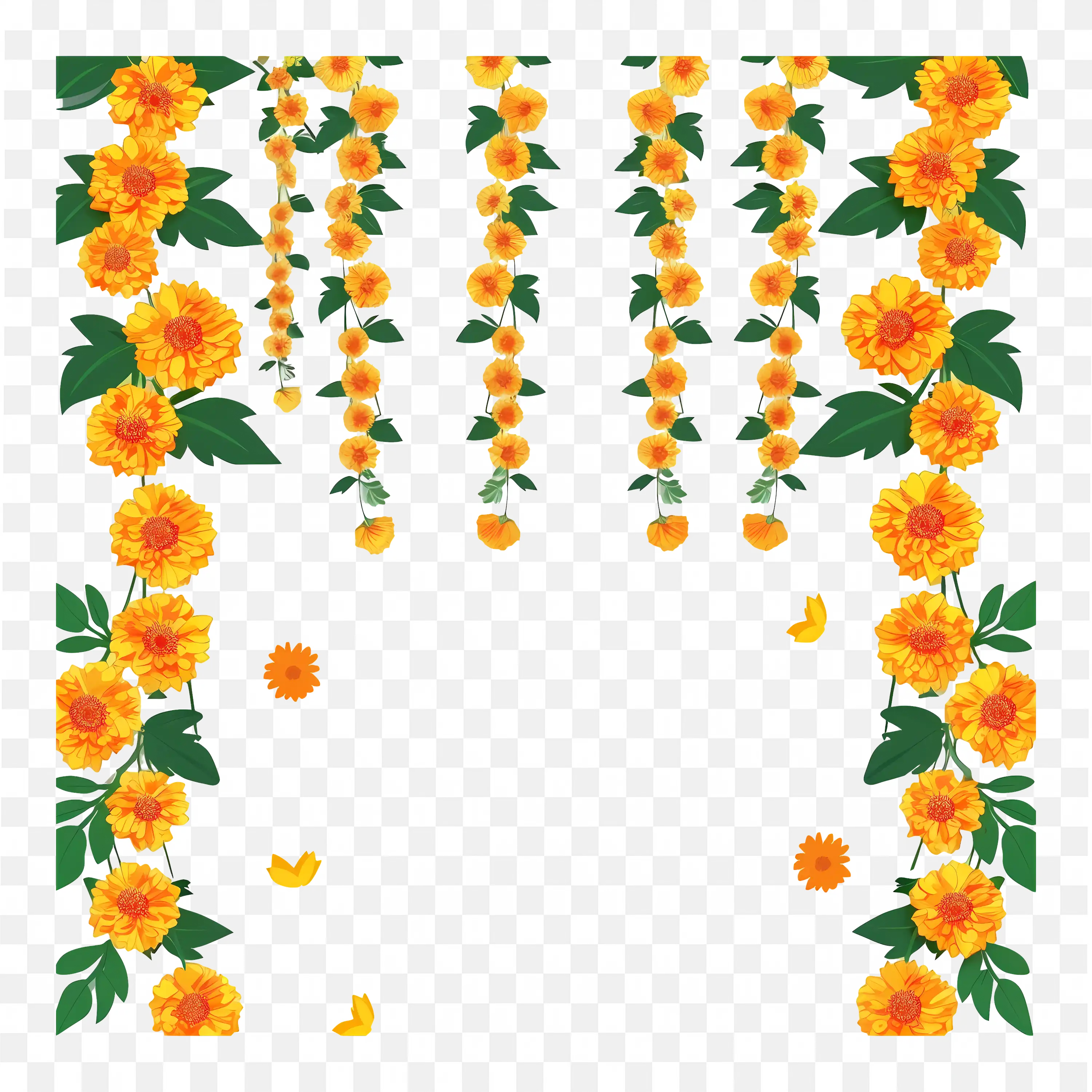 Hanging Orange Flower Garland Decoration for Festivals