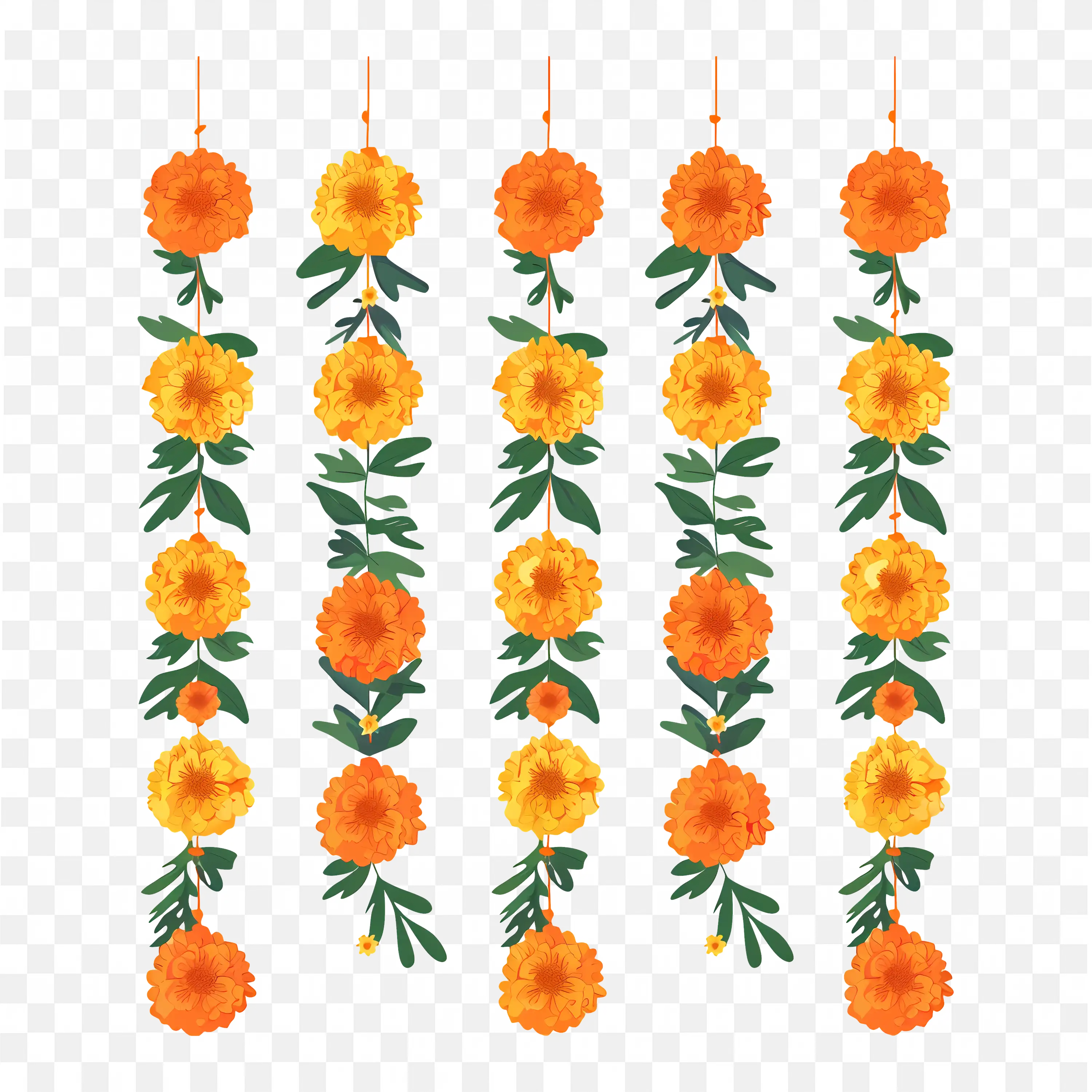 Hanging Oranges Garland PNG Nature Festive Art Design