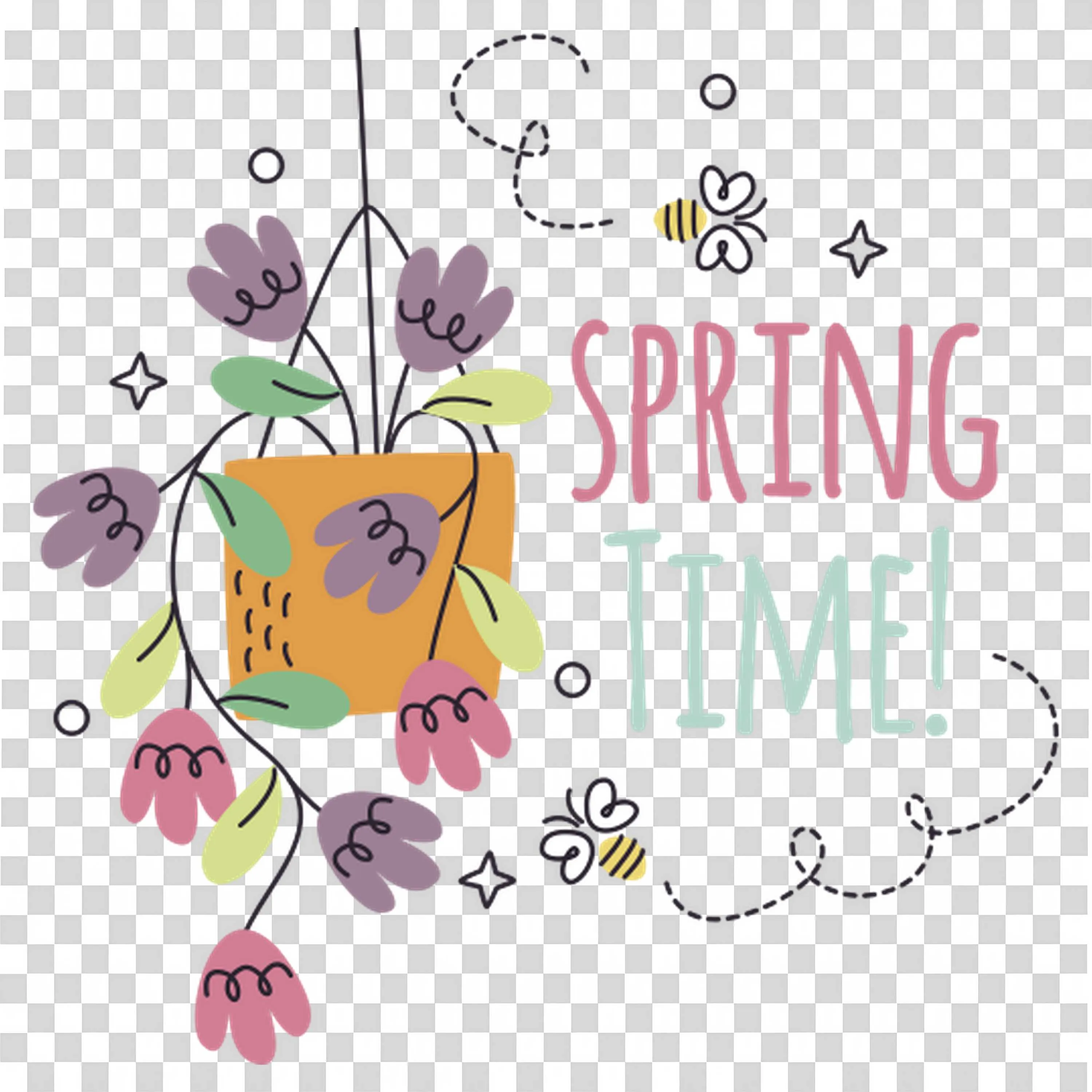 Hanging Plant and Text Welcome Spring Season Free Download