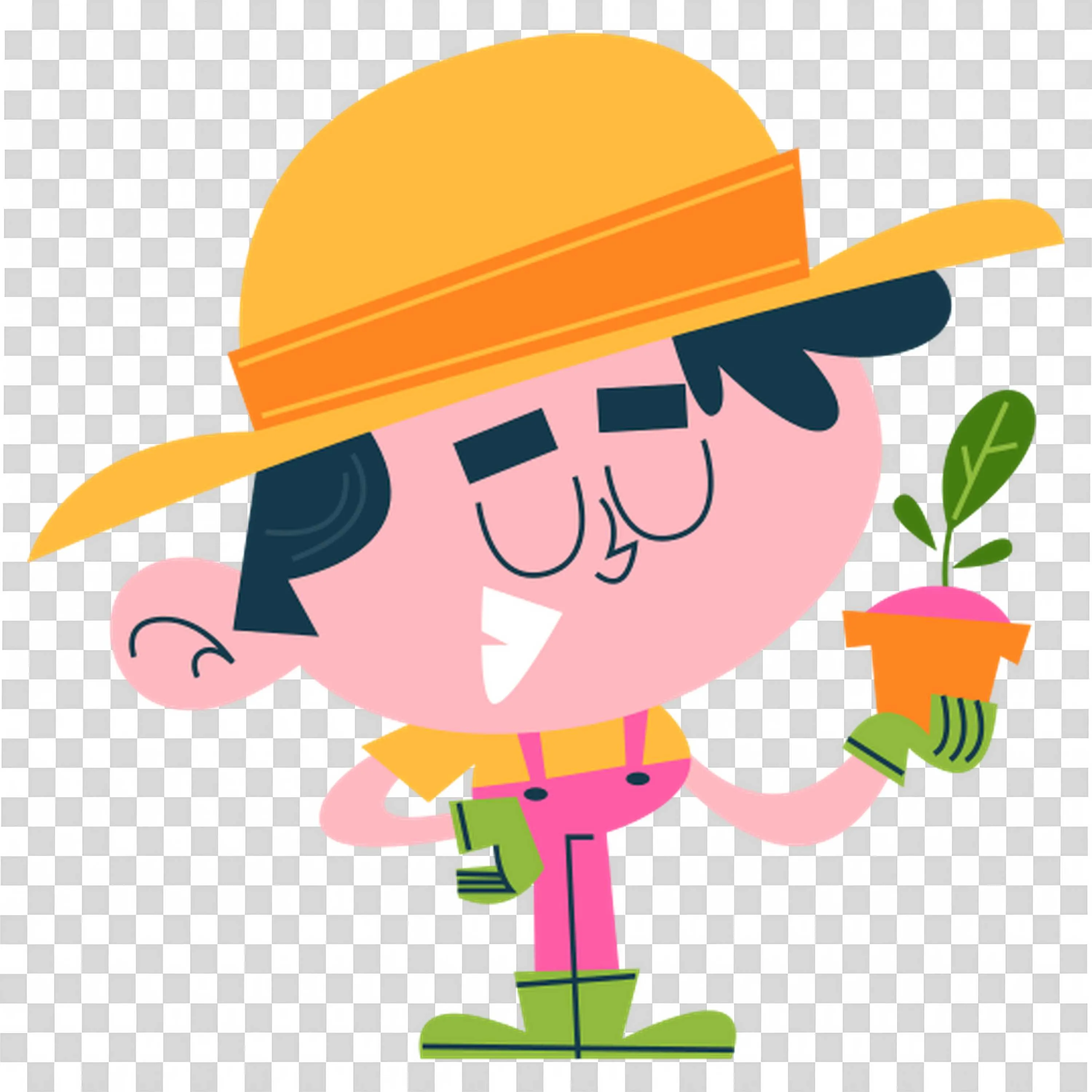 Happy Gardener Boy Holding a Flower in Spring Garden