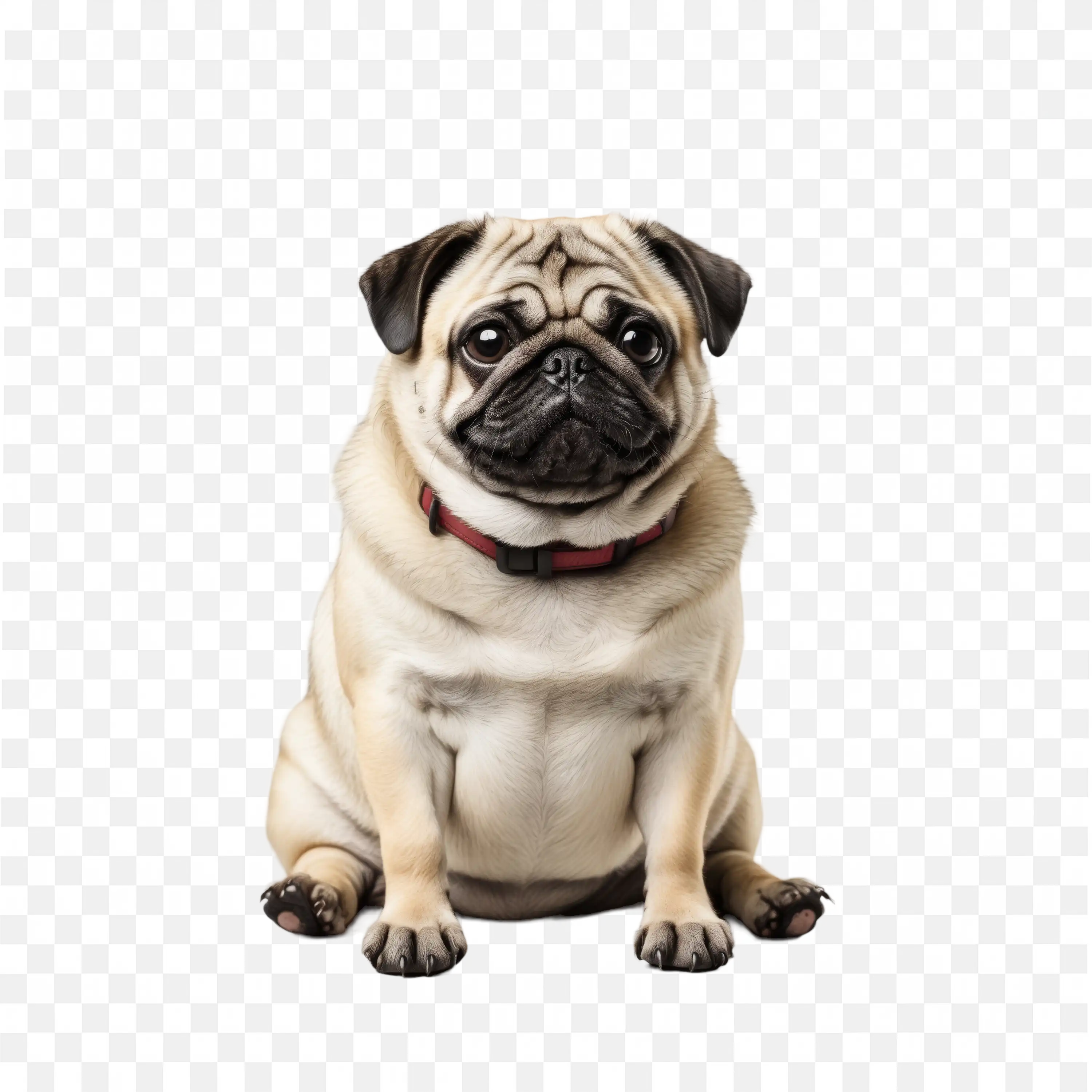 Happy Light Brown Pug Dog Sitting Smiling PNG Clipart