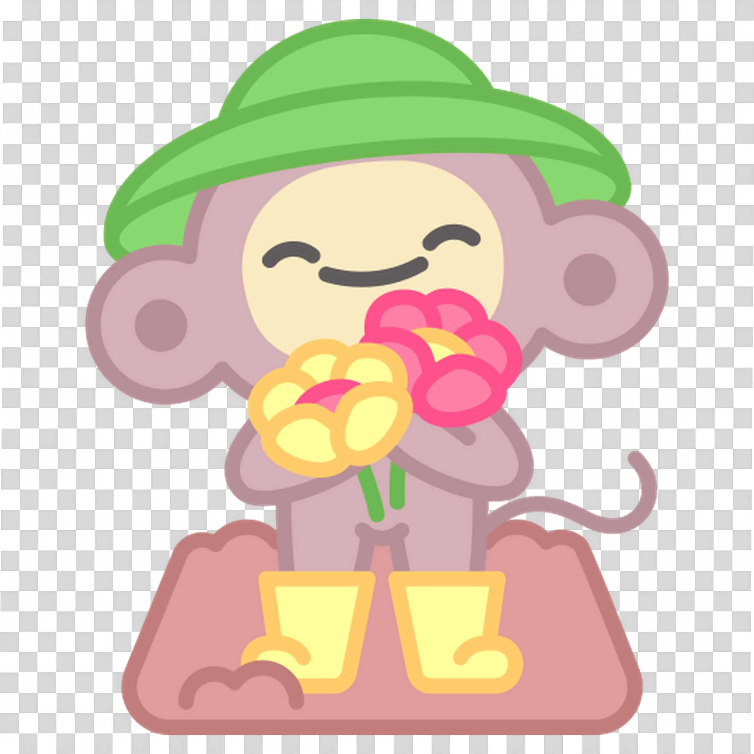 Happy Monkey Holding Flowers and Smiling PNGDownload